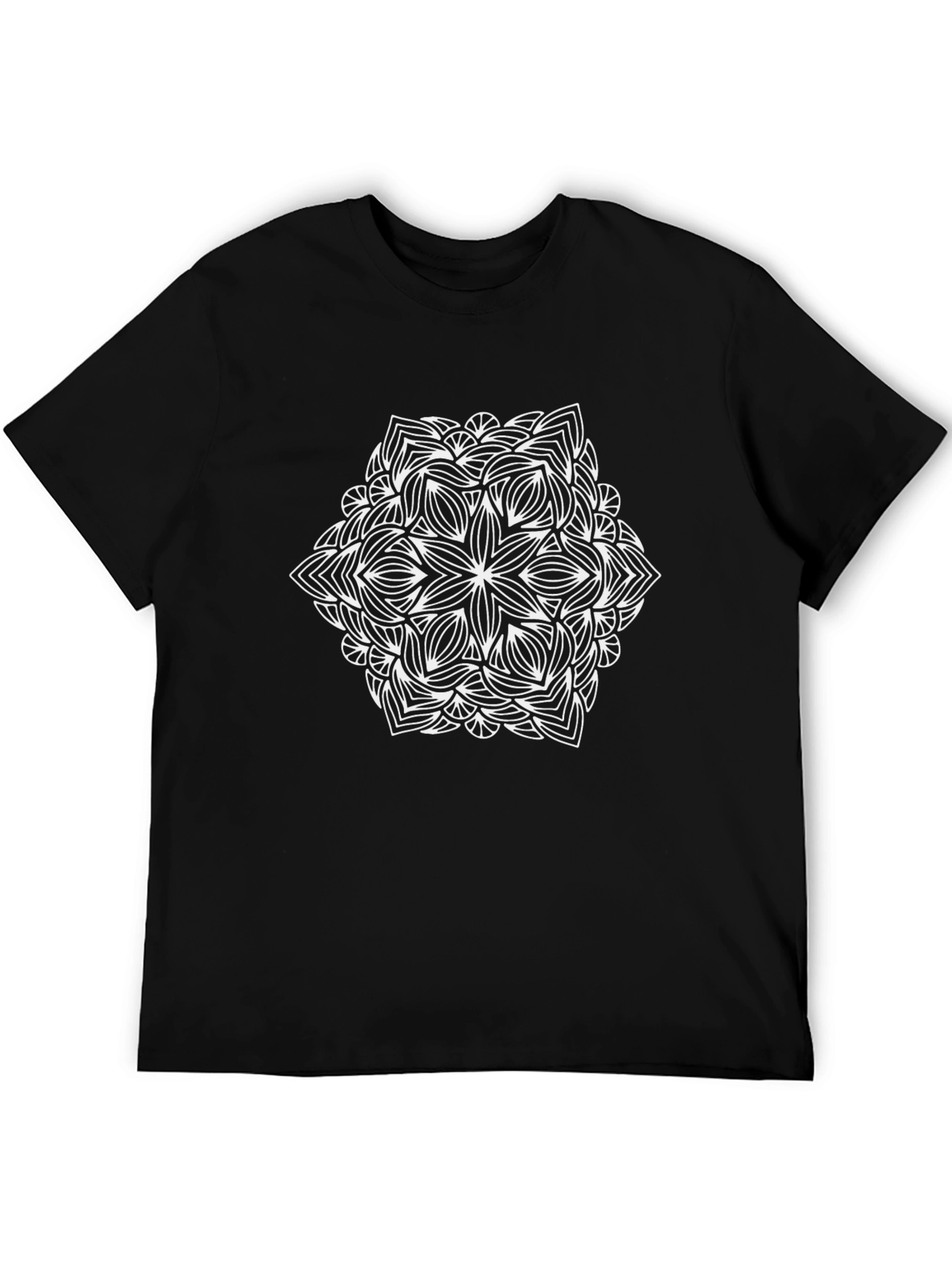 Black Mandala Graphic Tee - Black Cotton T-Shirt view 5