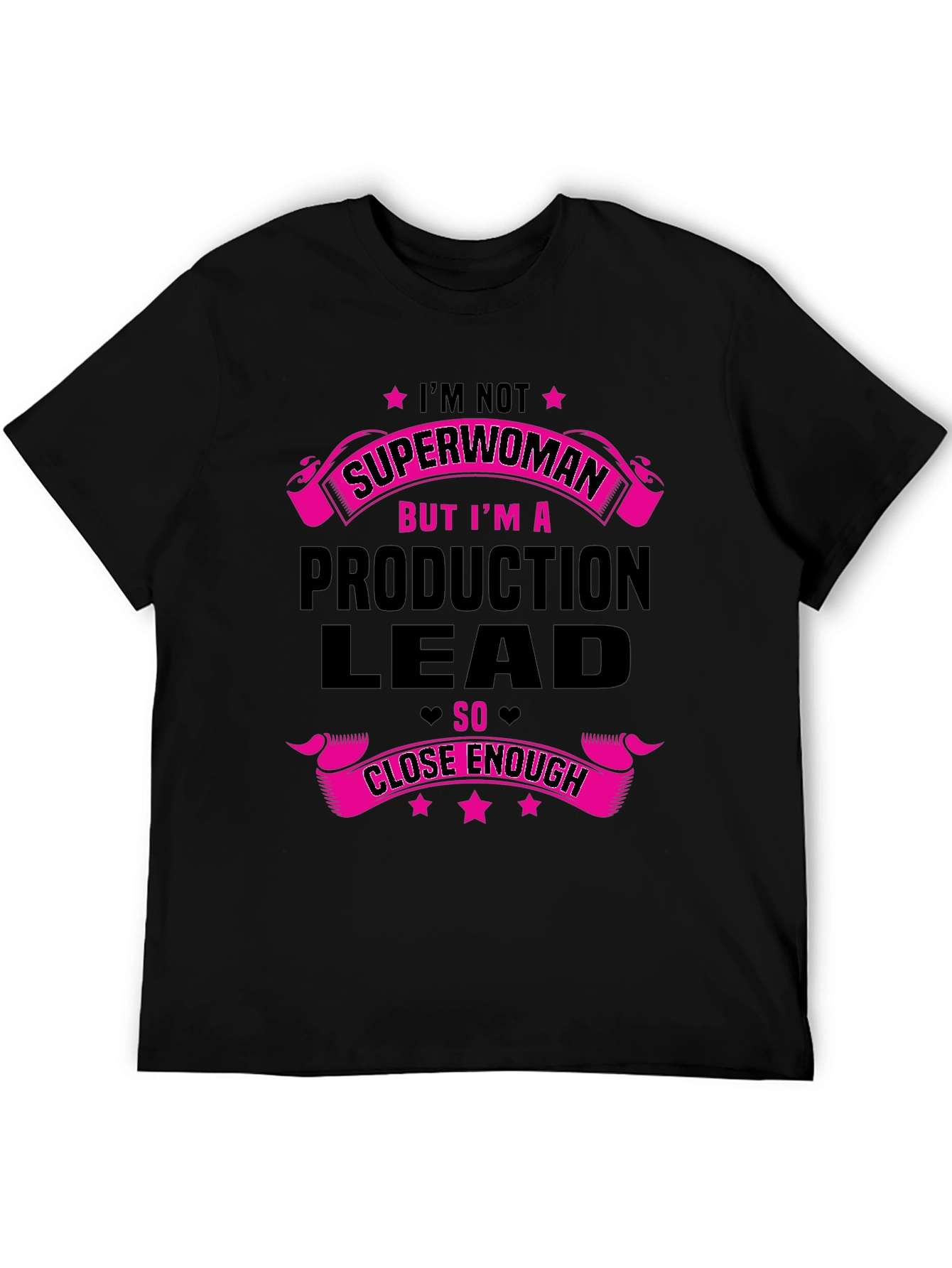 Black Production Lead Superwoman Funny T-Shirt view 5
