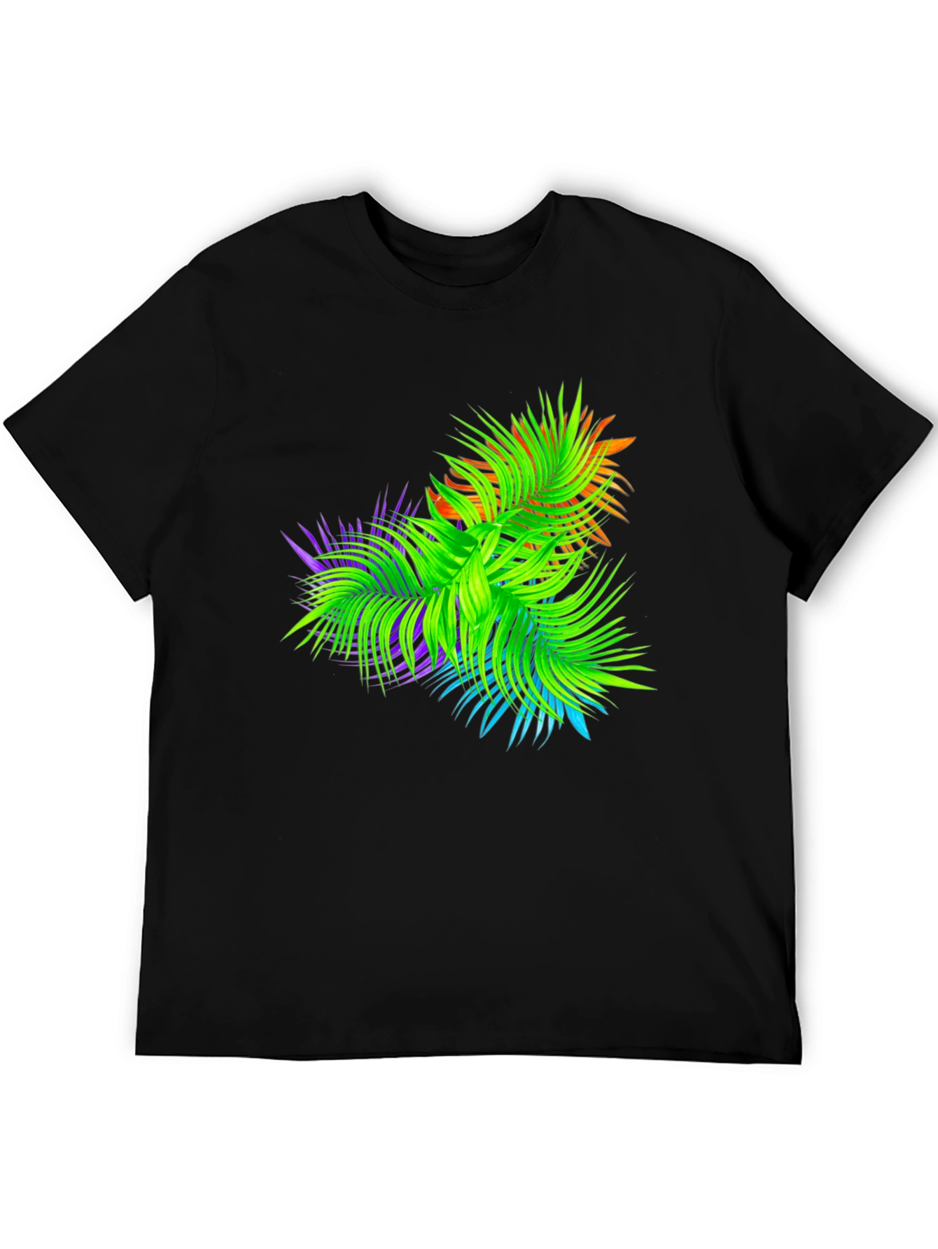 Black Tropical Palms Black Graphic T-Shirt view 5