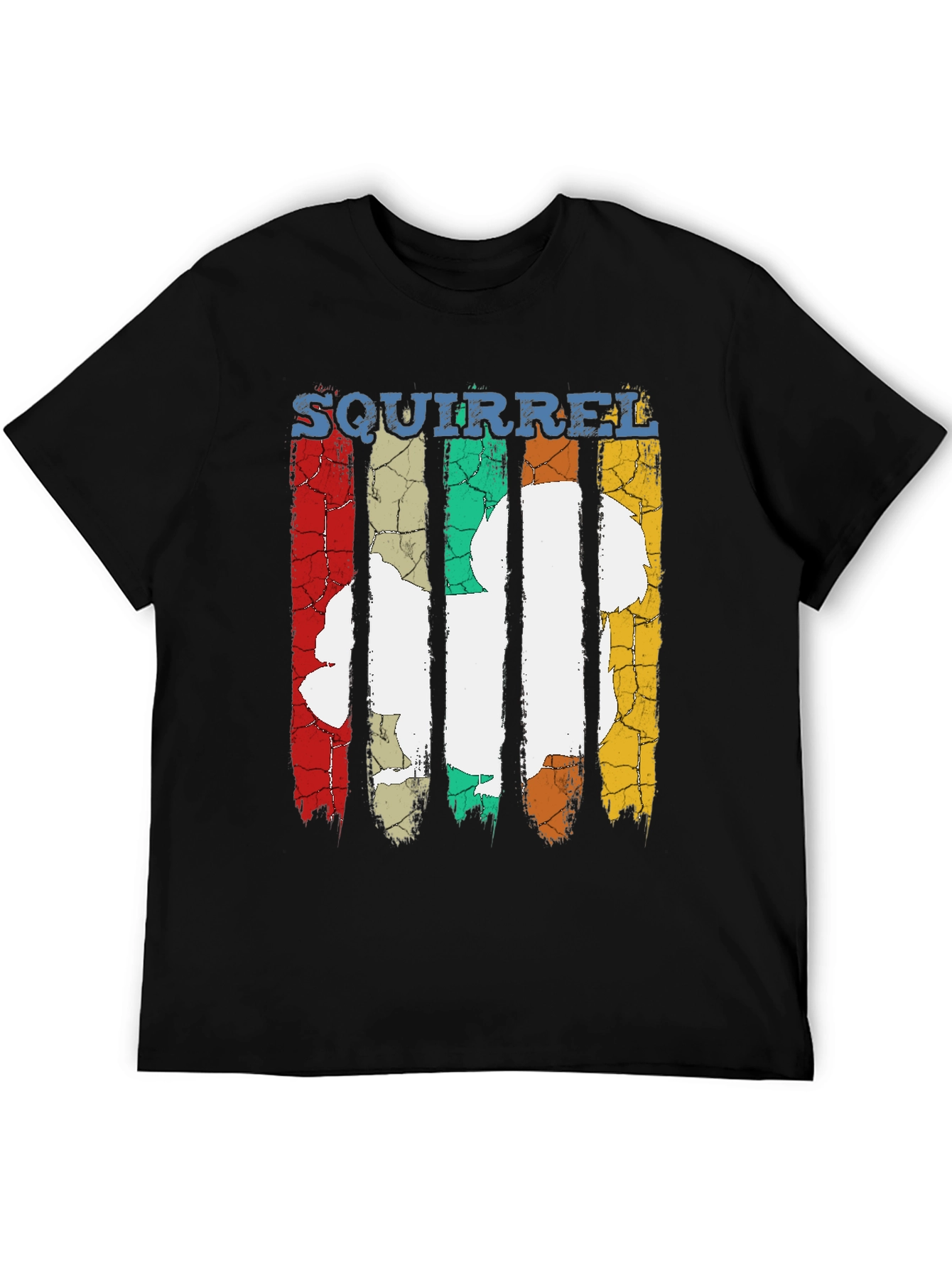 Black Squirrel Retro Vintage Style Black T-Shirt view 5