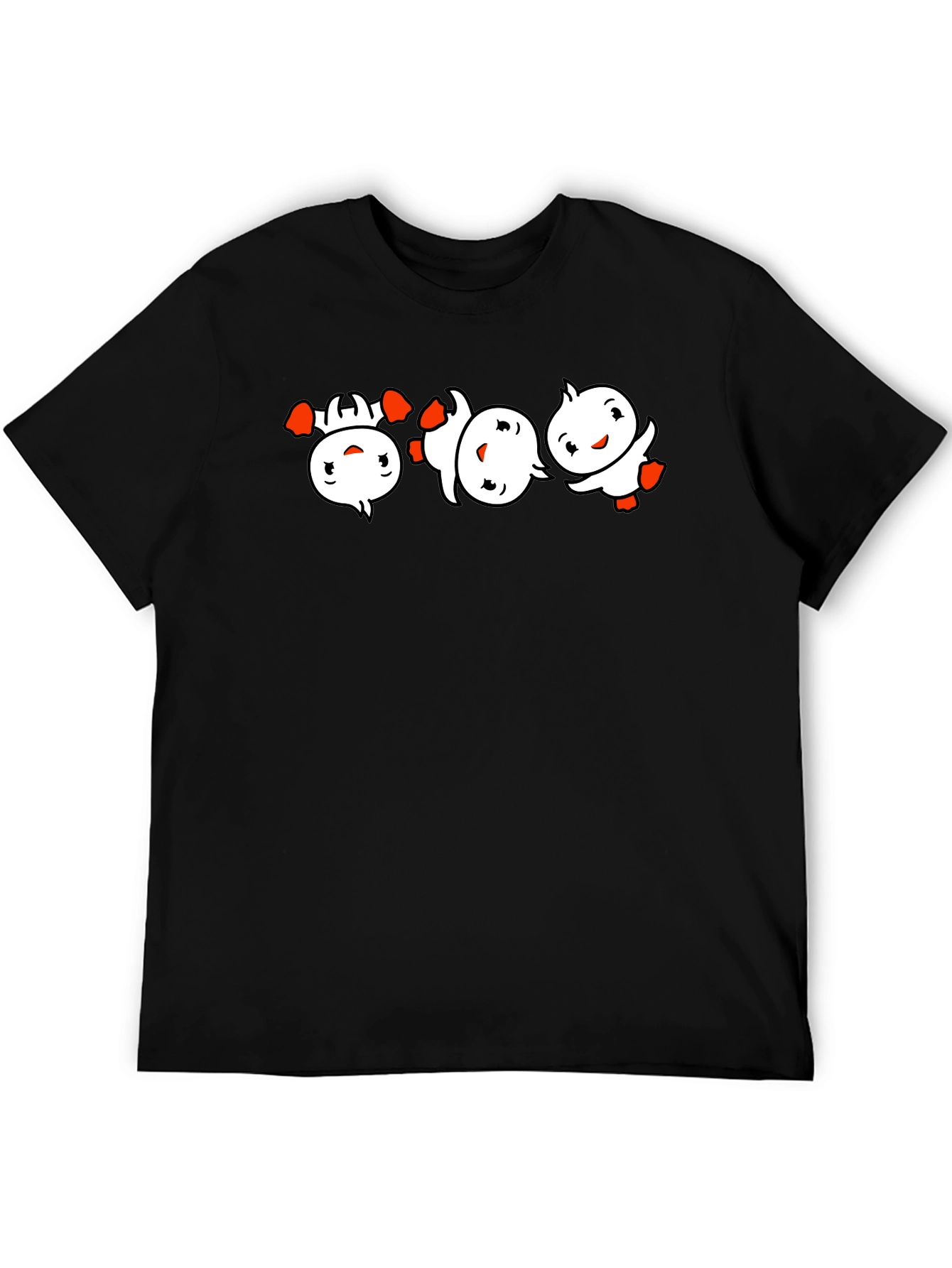 Black Black T-Shirt with Cartoon Duckling Design view 5