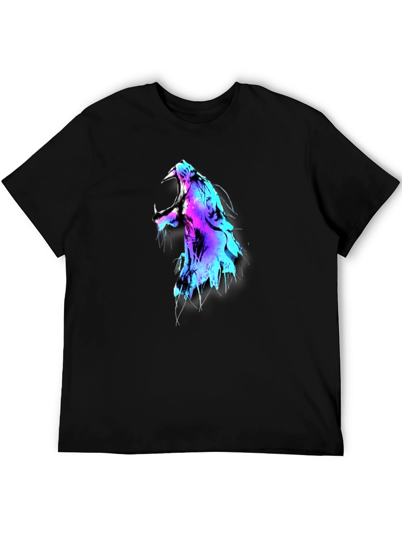 Black Neon Lion Graphic Black T-Shirt view 5