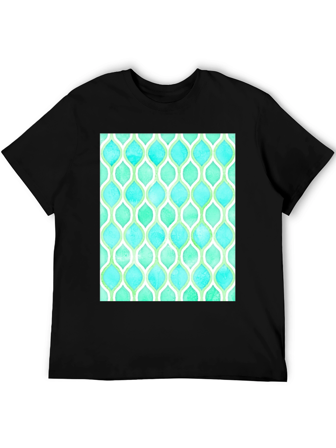 Black Aqua & Green Patterned T-Shirt view 5