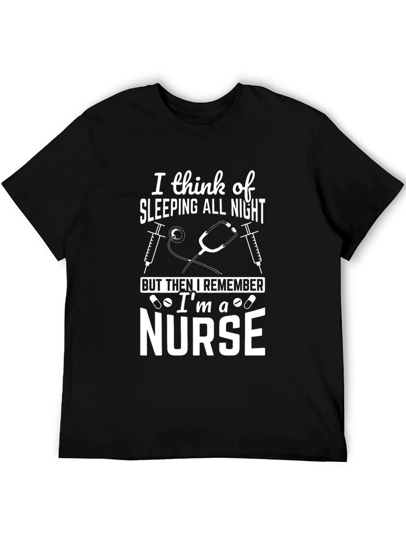 Black Nurse T-Shirt - Sleeping All Night Design view 5