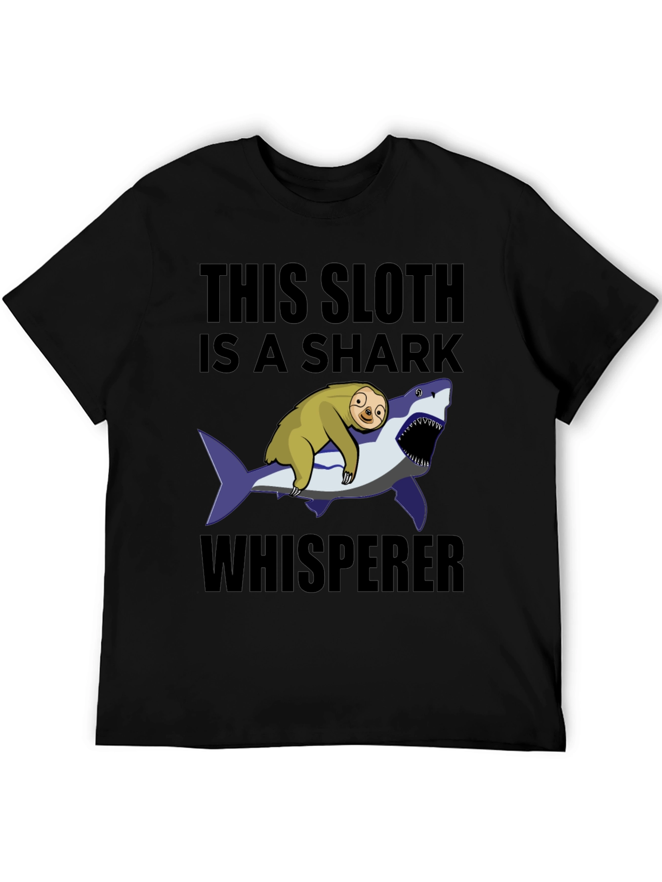 Black Sloth Shark Whisperer T-Shirt - Funny Graphic Tee view 5