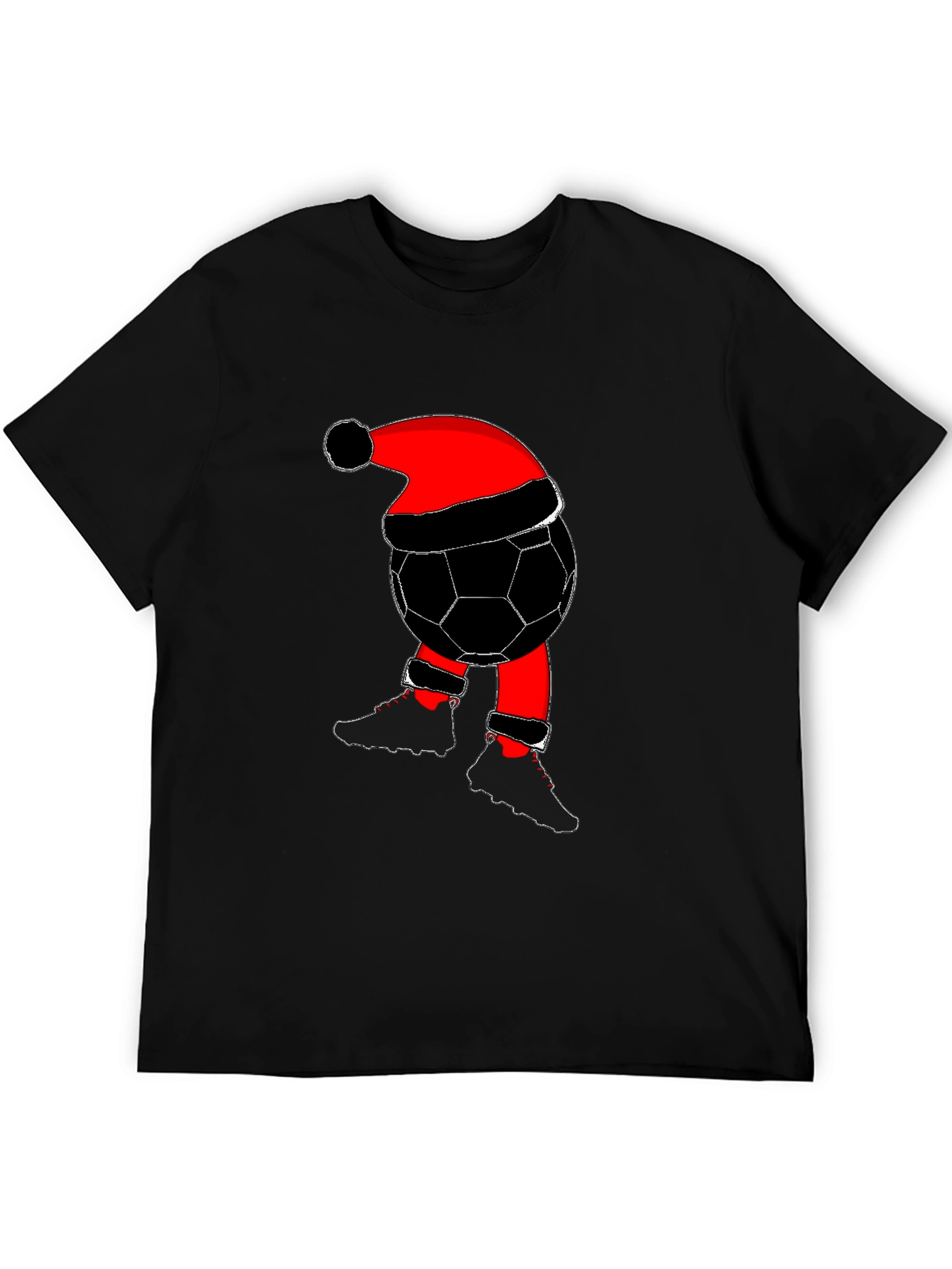 Black Soccer Ball Santa Christmas T-Shirt view 5