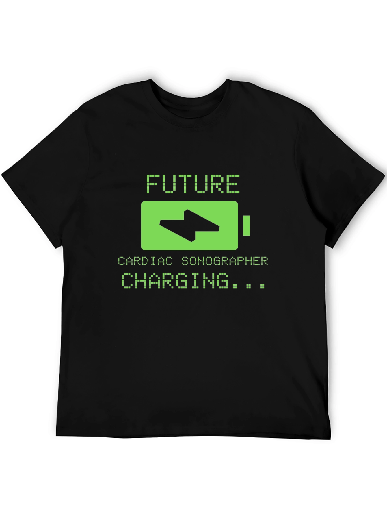 Black Future Cardiac Sonographer Charging T-Shirt view 5