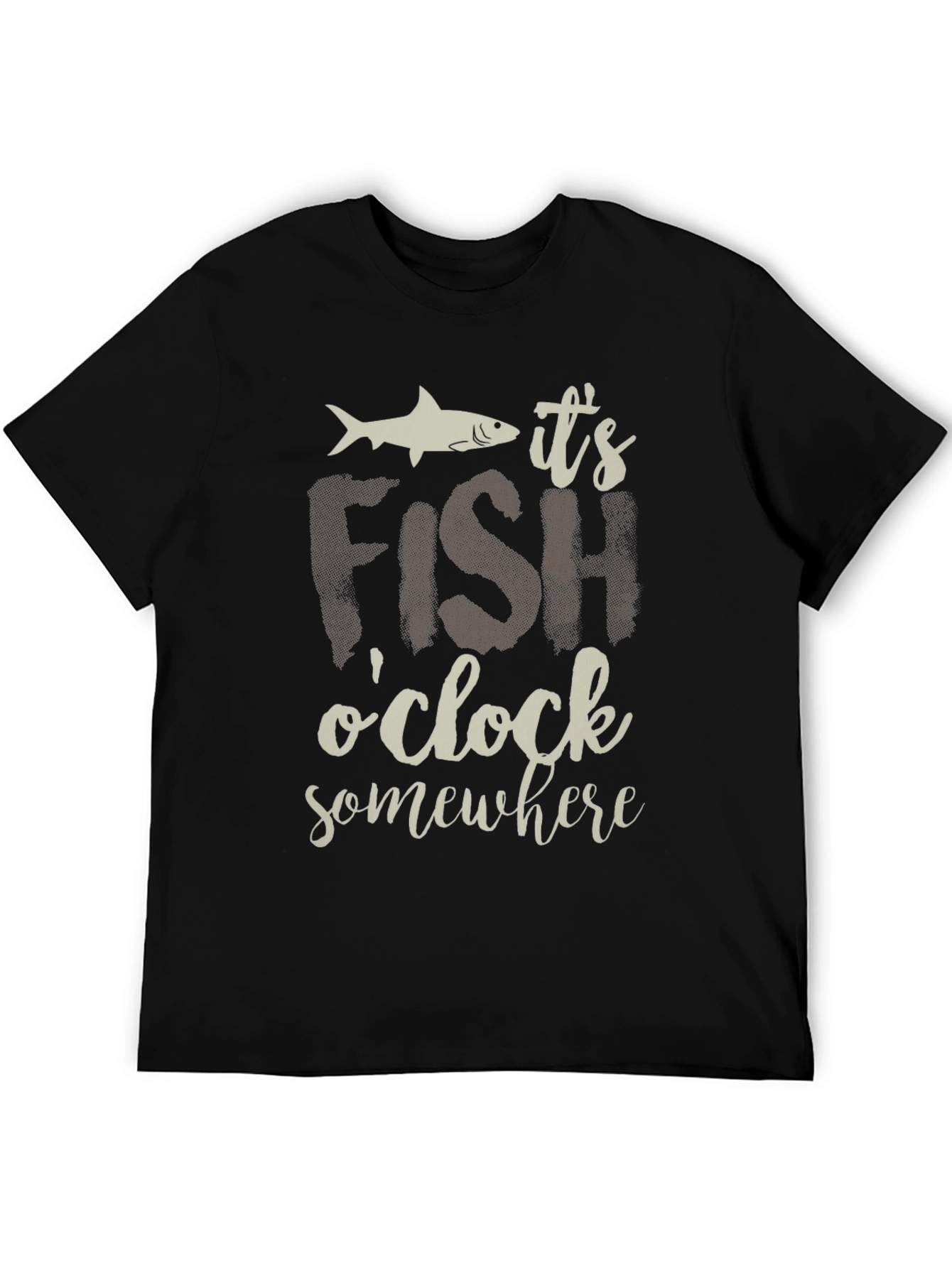 Black It's Fish O'Clock Somewhere T-Shirt view 5