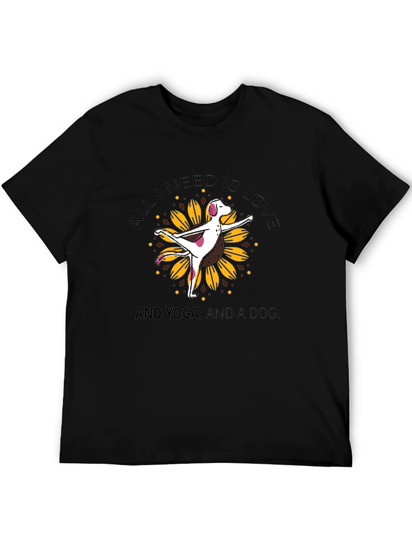 Black Yoga Dog Sunflower Graphic Tee view 5