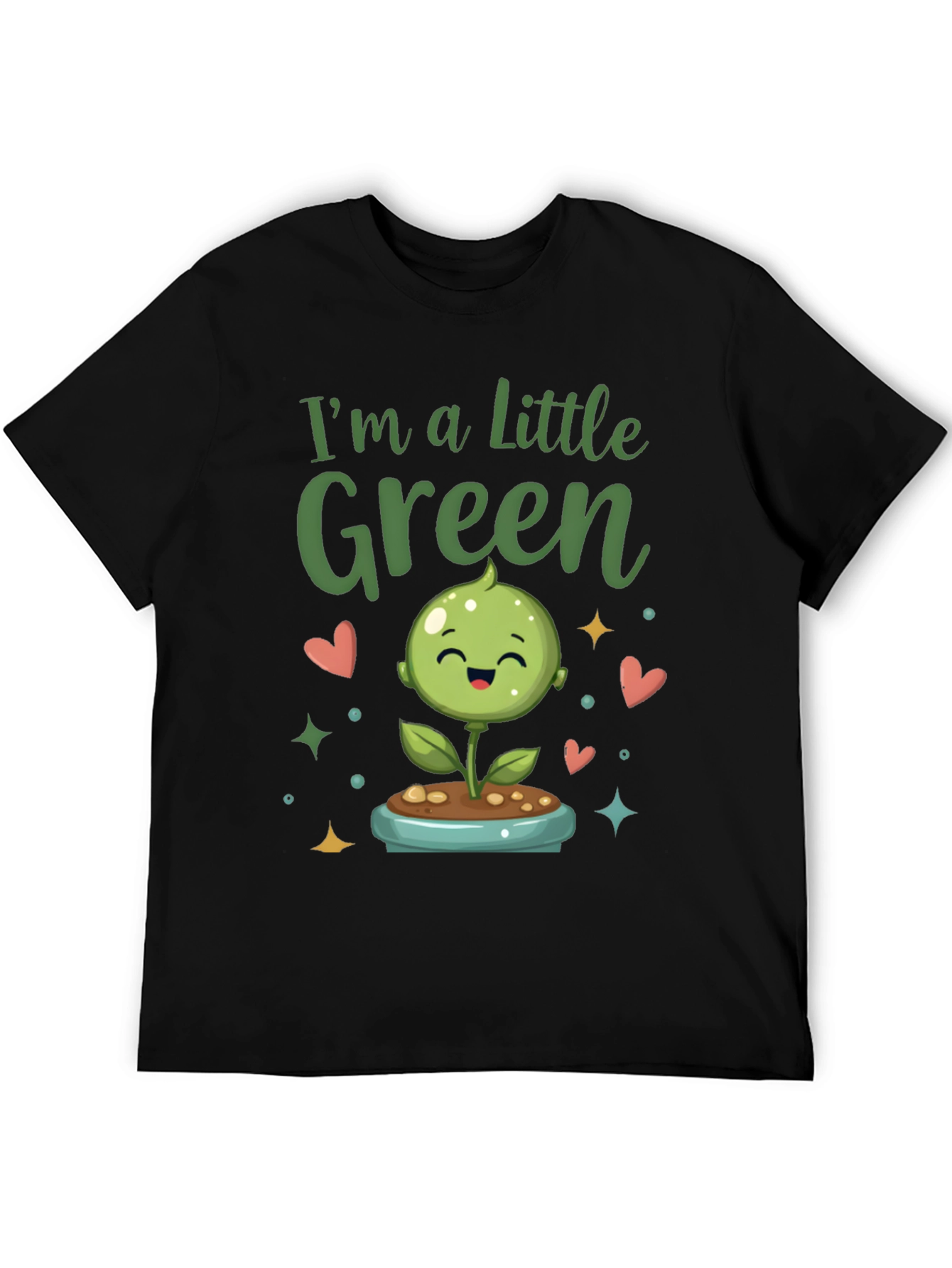 Black I'm A Little Green Cute Plant Shirt view 5