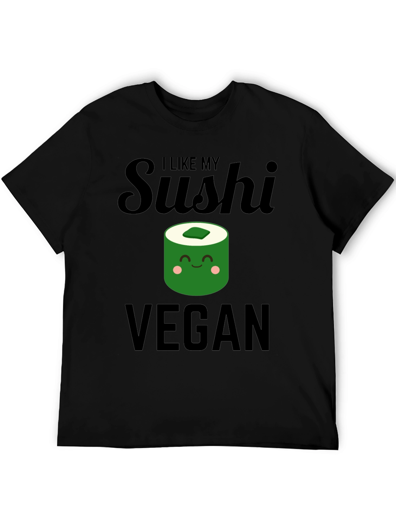Black Vegan Sushi Graphic T-Shirt - Unisex Casual Tee view 5