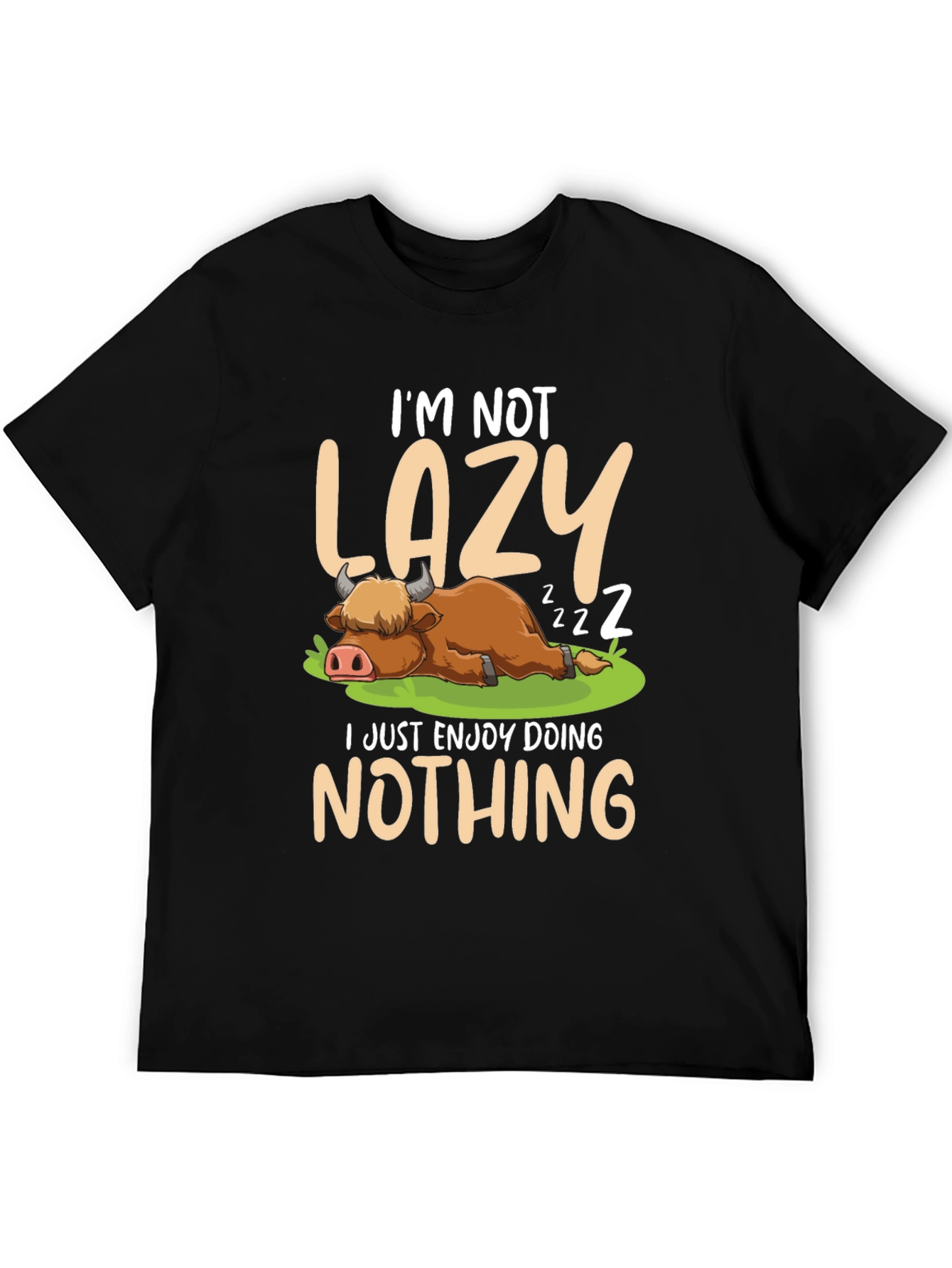 Black Lazy Cow T-Shirt - Enjoy Doing Nothing view 5