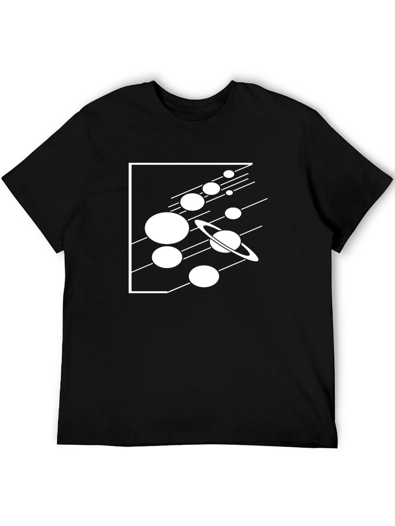 Black Space Planets Graphic T-Shirt - Black view 5