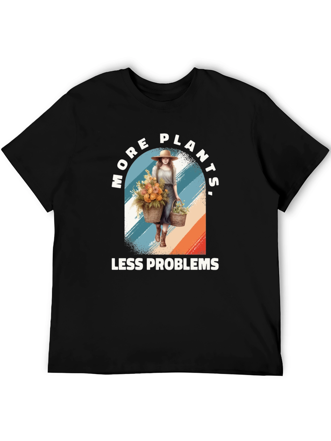 Black More Plants Less Problems Graphic Tee view 5