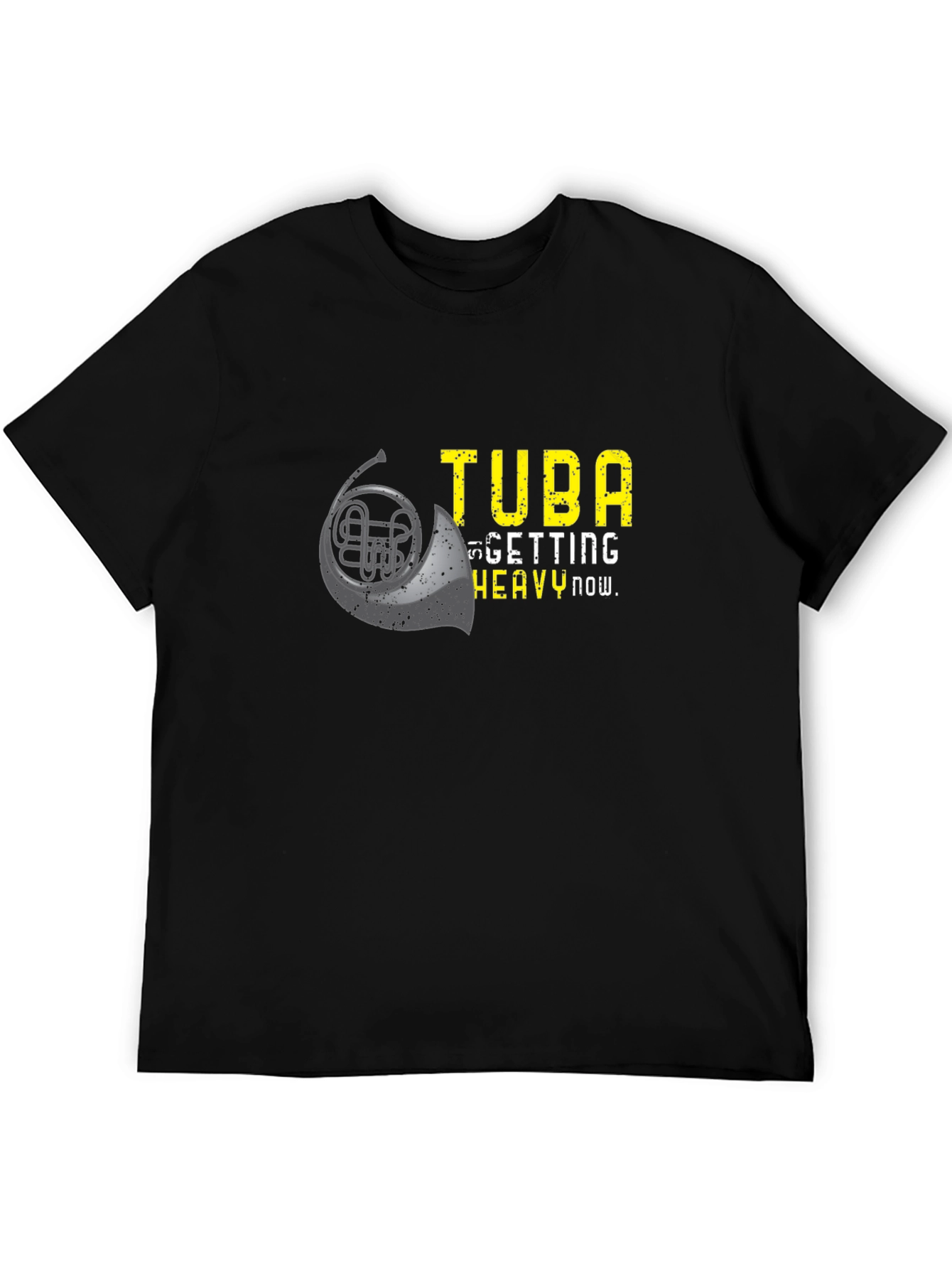 Black Funny Tuba Heavy Now Graphic T-Shirt view 5