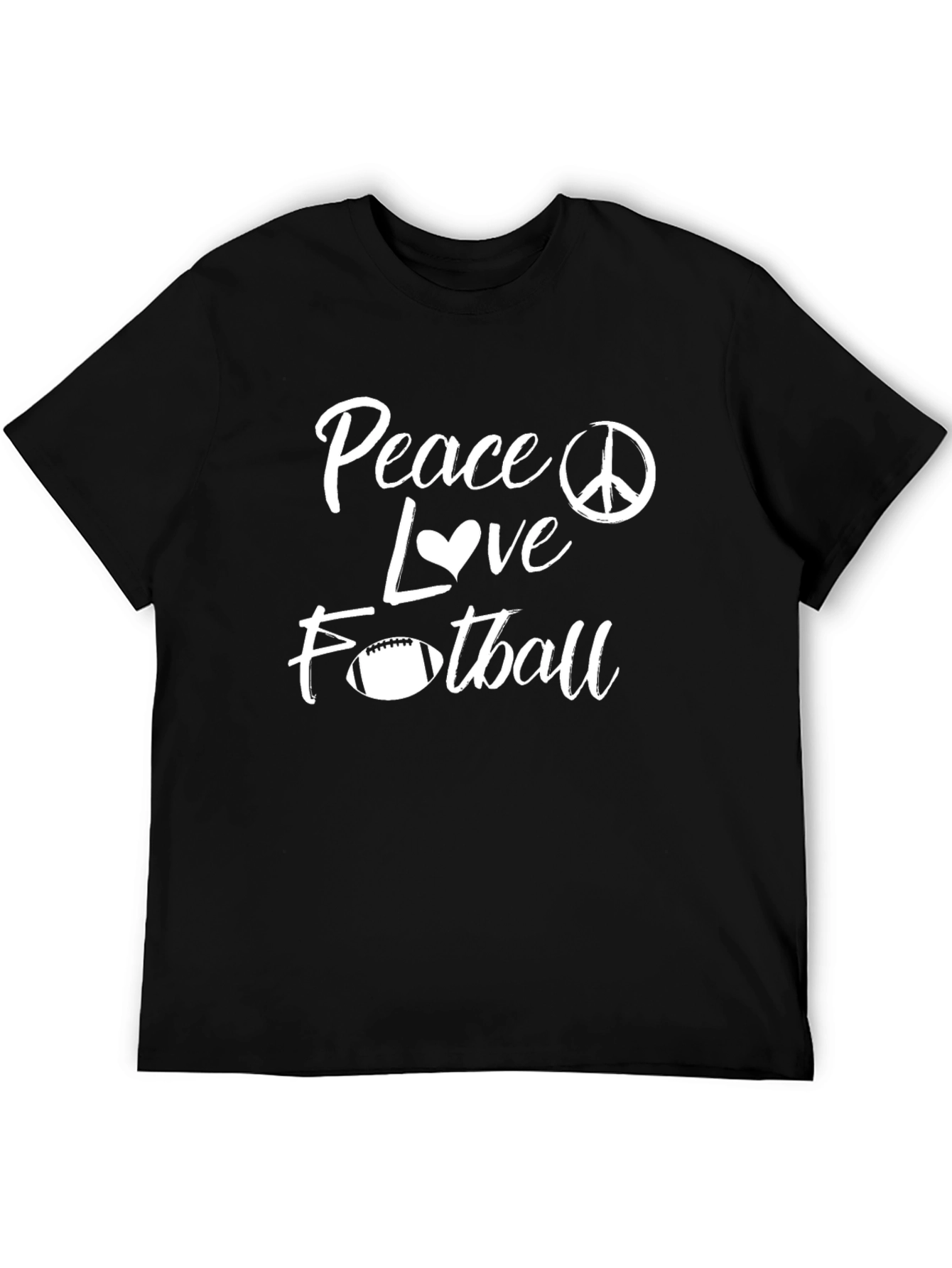 Black Peace Love Football T-Shirt - Black Cotton Tee view 5