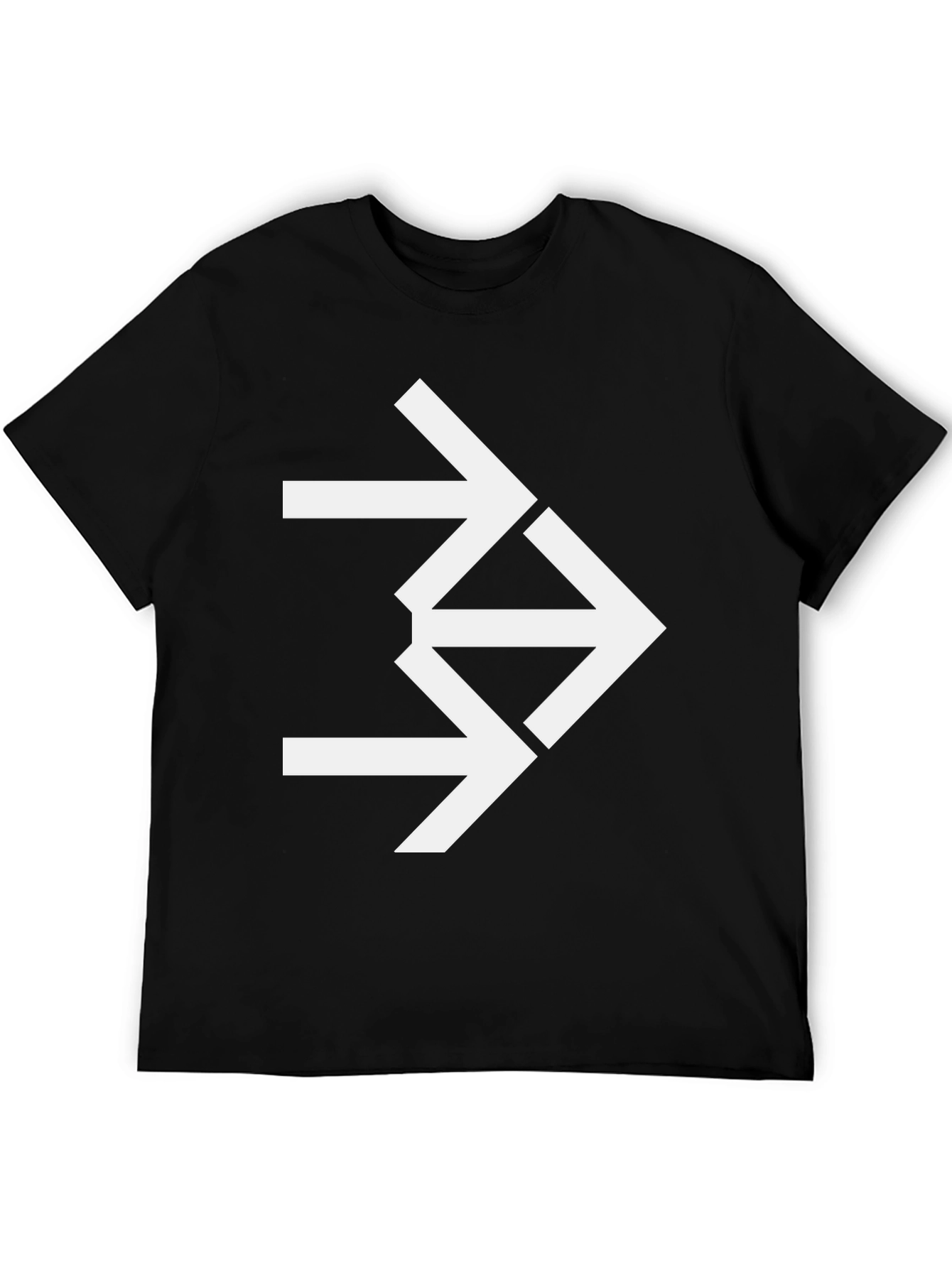 Black Abstract Arrow Graphic Tee - Modern Black T-Shirt view 5