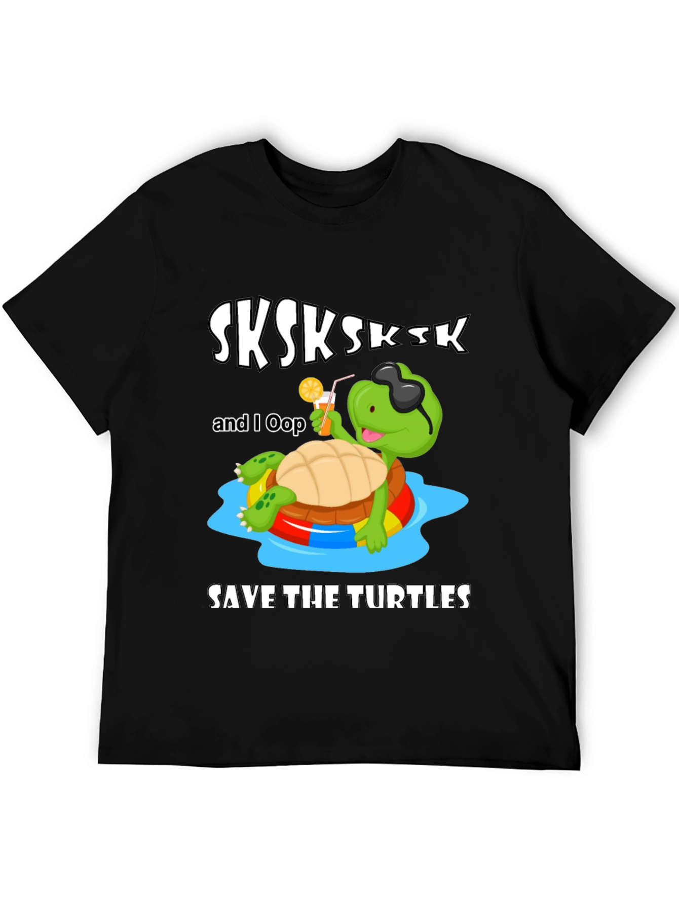 Black Save The Turtles T-Shirt, SKSKSK and I Oop Turtle view 5