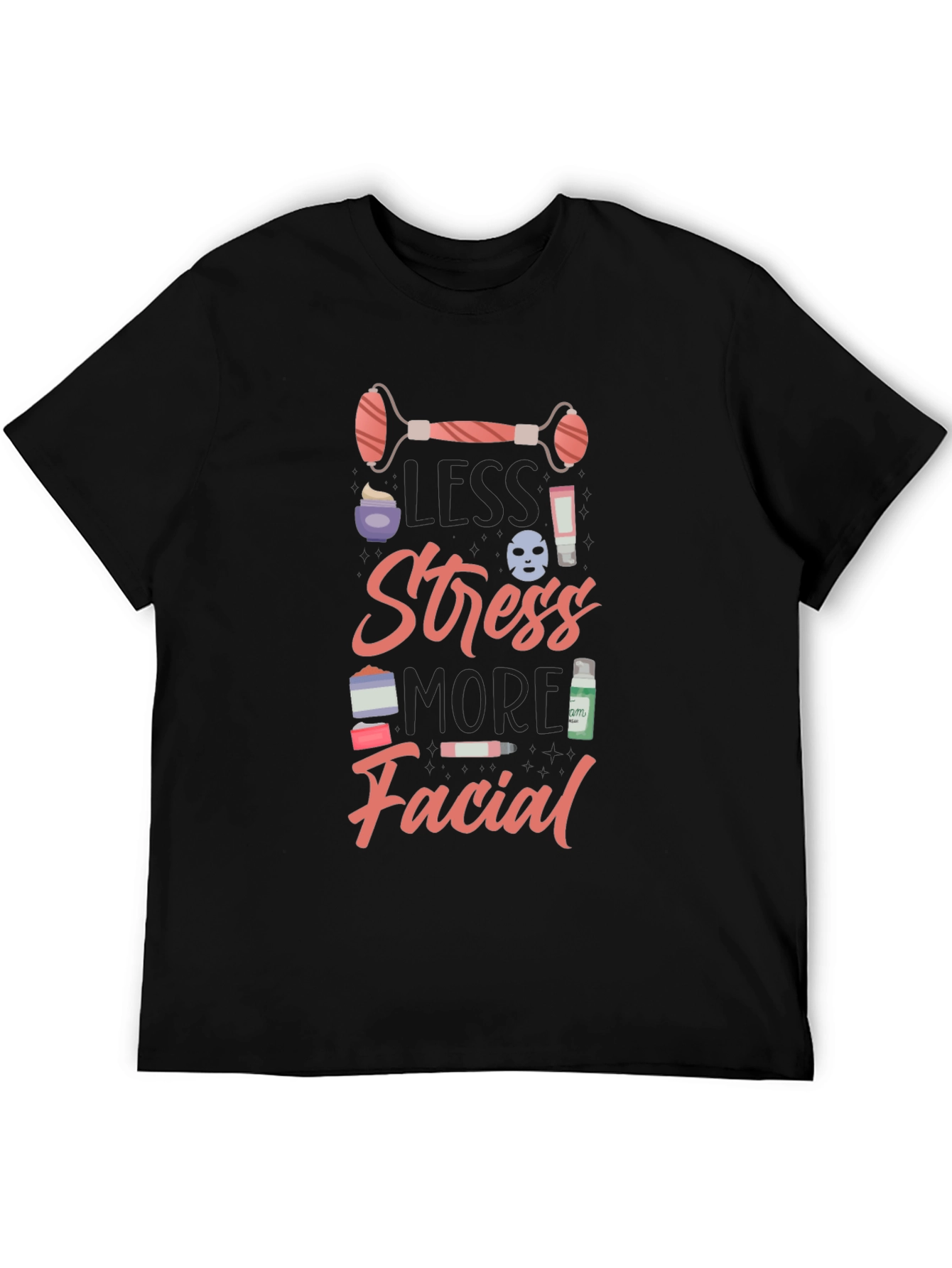 Less Stress More Facial Graphic Tee - Black - 5
