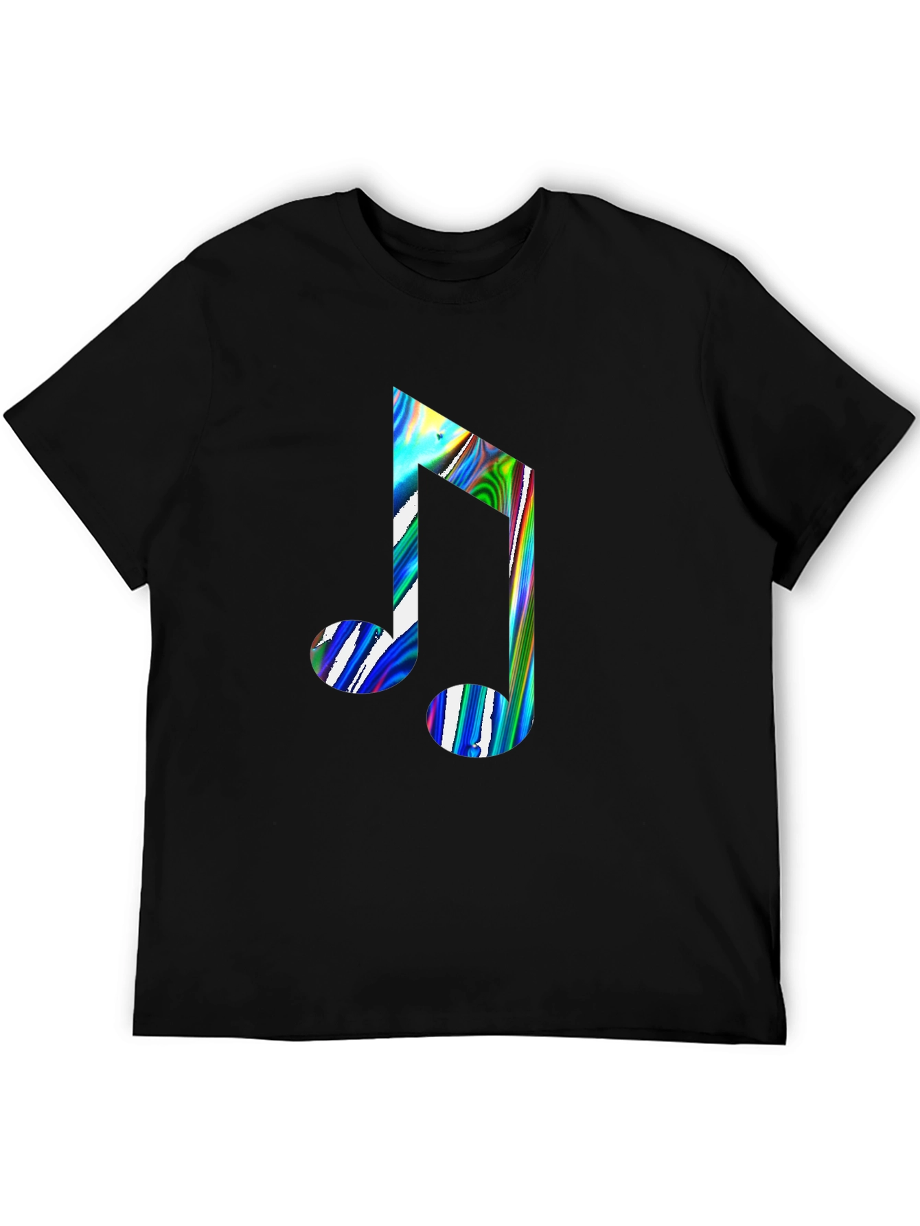 Black Music Note Graphic Print Black Crew Neck T-Shirt view 5