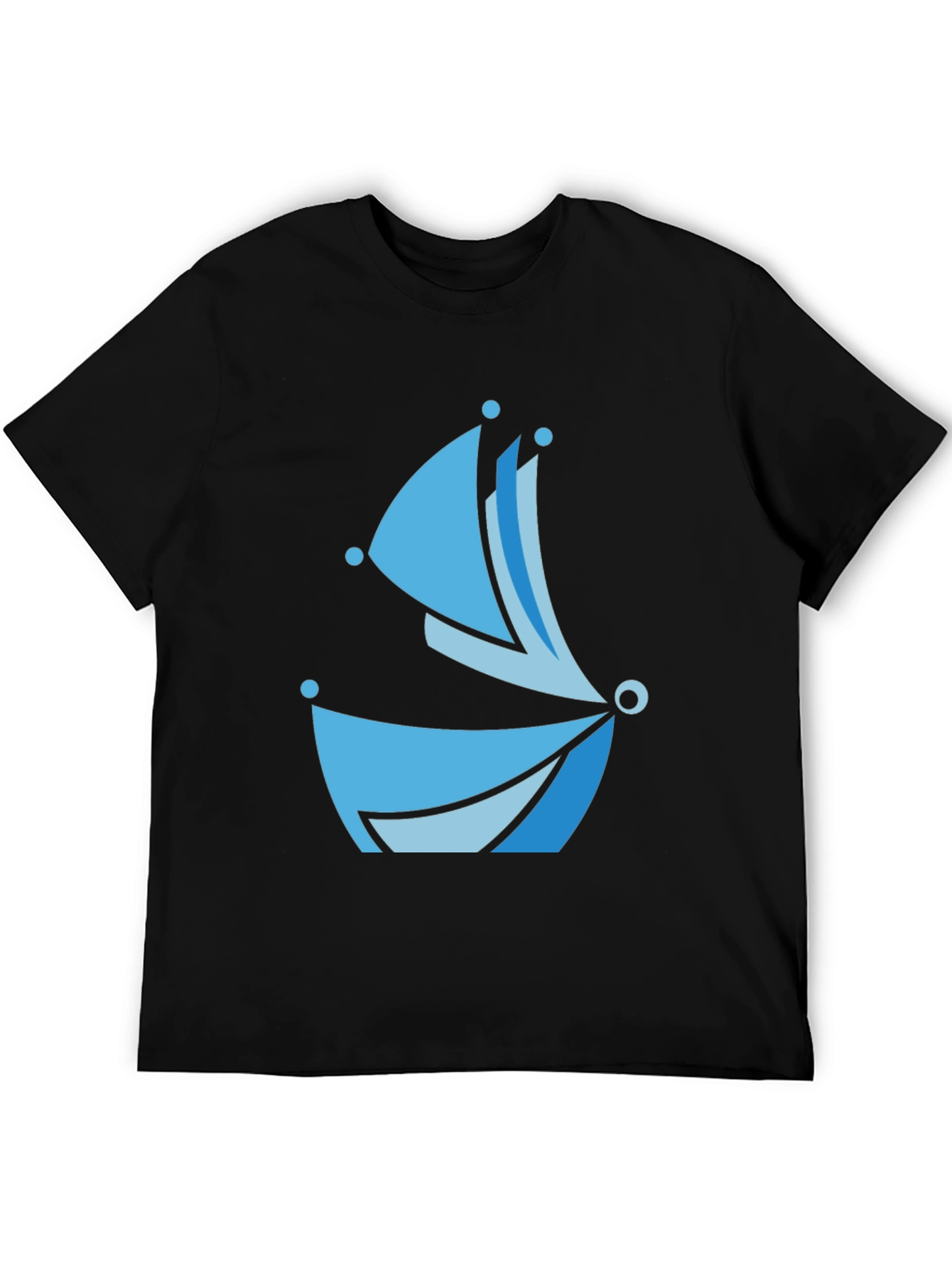 Black Blue Boat Graphic Tee - Modern Style view 5