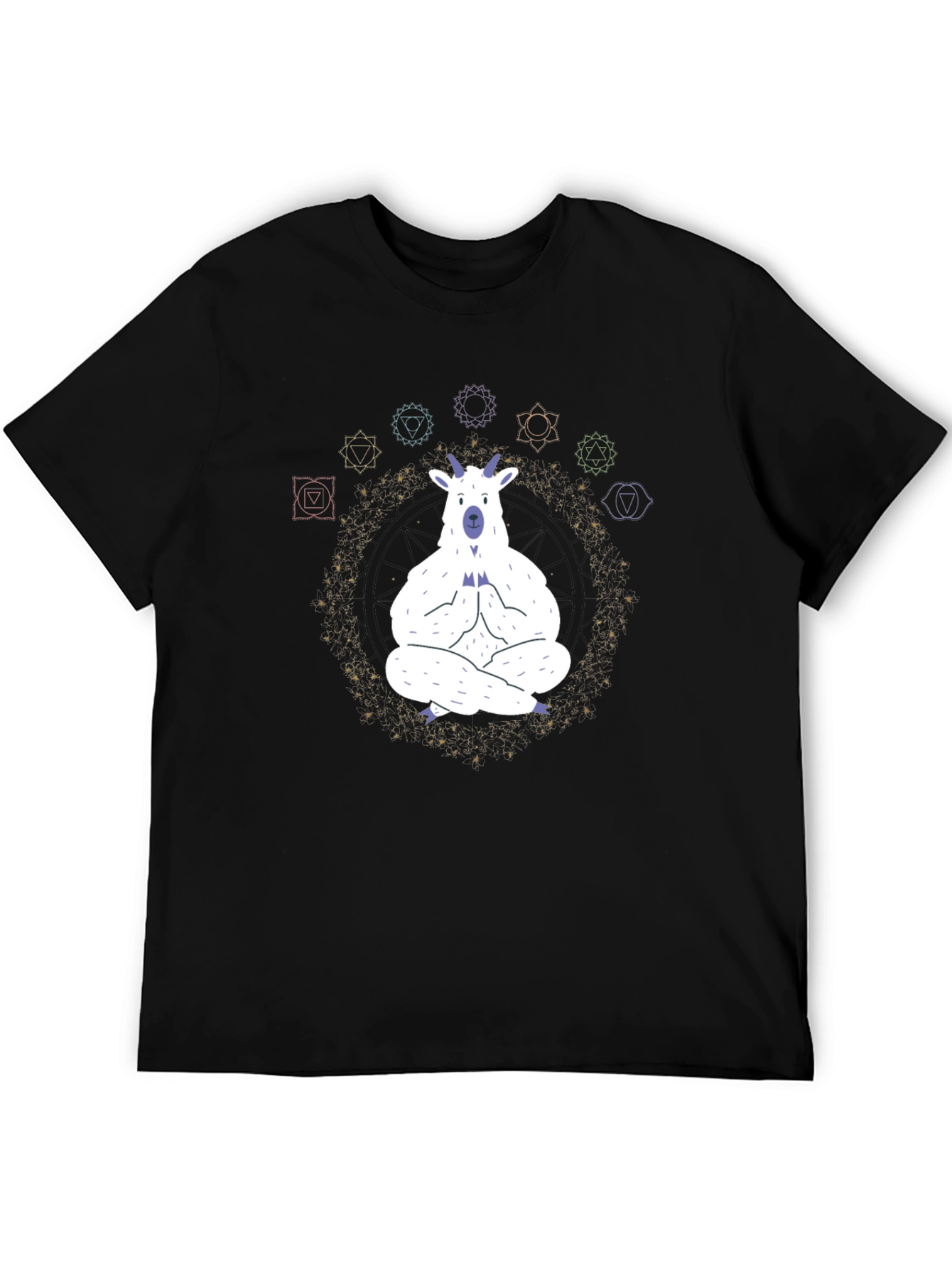 Black Meditating Goat Chakra T-Shirt view 5