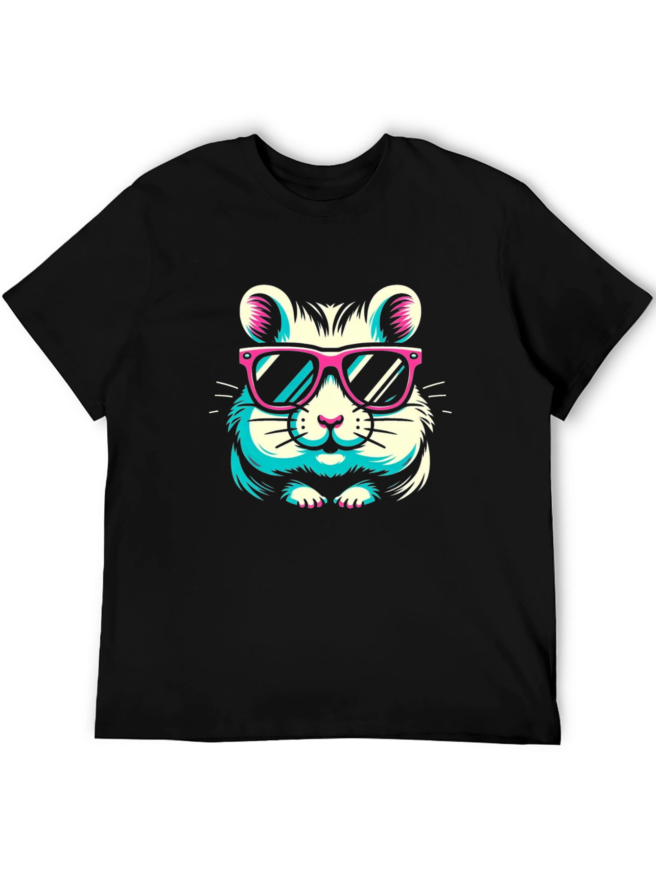 Black Cool Hamster Graphic Tee - Black view 5