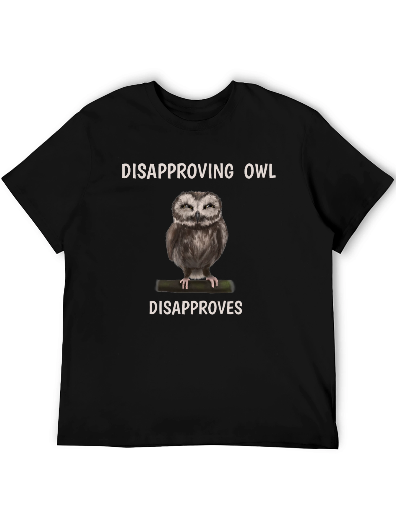 Black Disapproving Owl Graphic Tee - Unisex Cotton Blend view 5