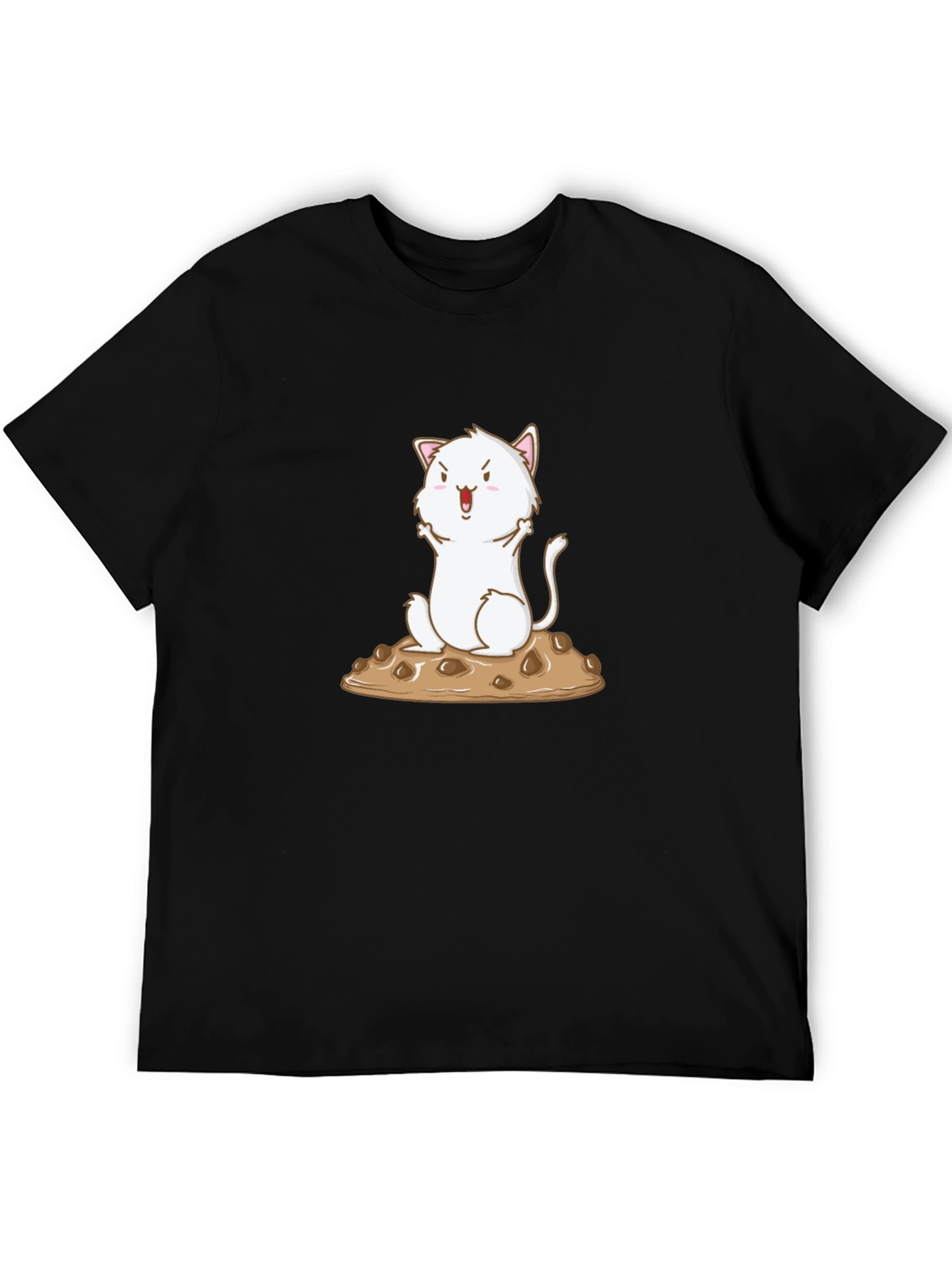 Black Cute Cat on Cookie Graphic T-Shirt view 5