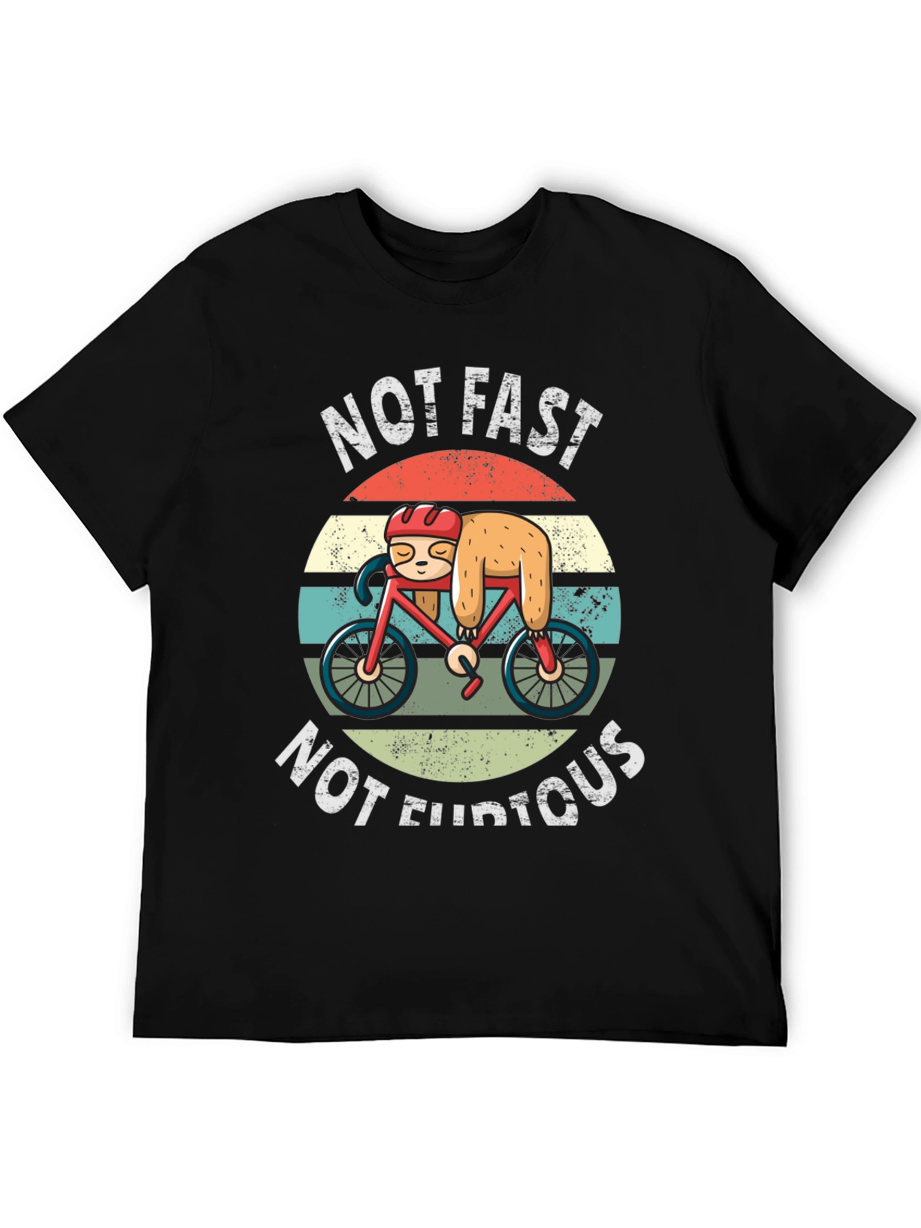 Black Not Fast Not Furious Sloth Biker T-Shirt view 5