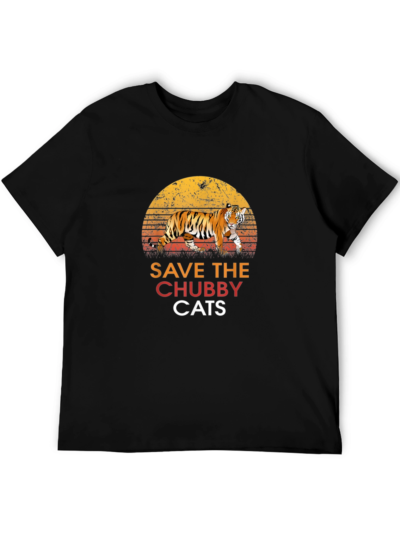 Black Save the Chubby Cats T-Shirt Tiger Graphic Tee view 5