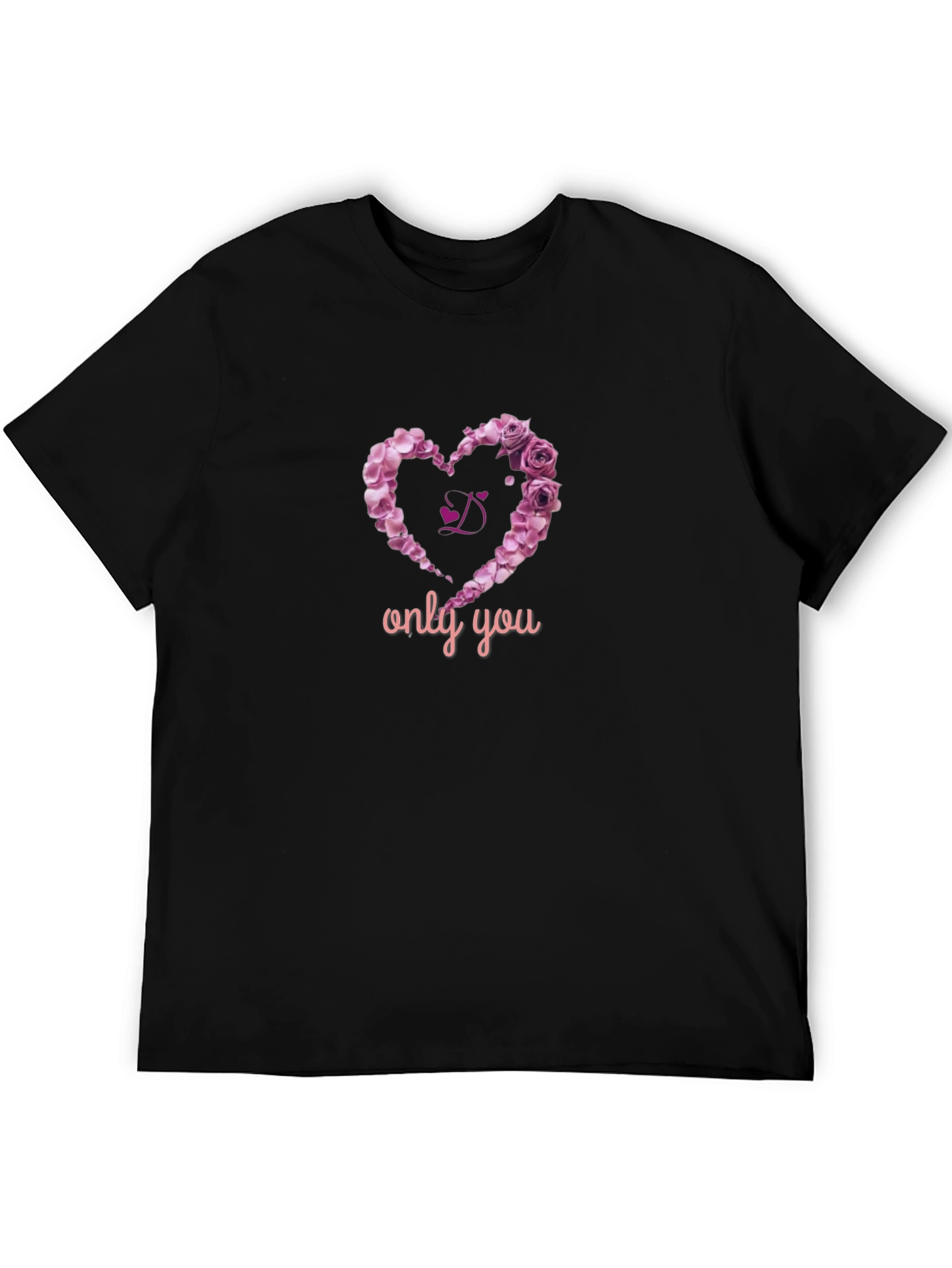 Black Rose Heart T-Shirt - Only You Design view 5