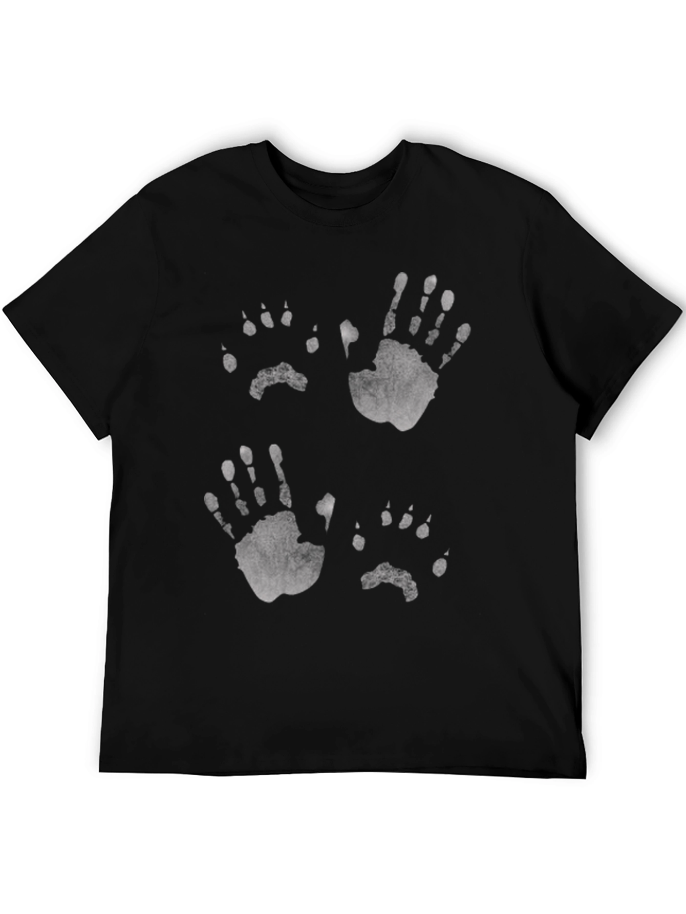 Black Black T-Shirt with Hand & Paw Prints view 5