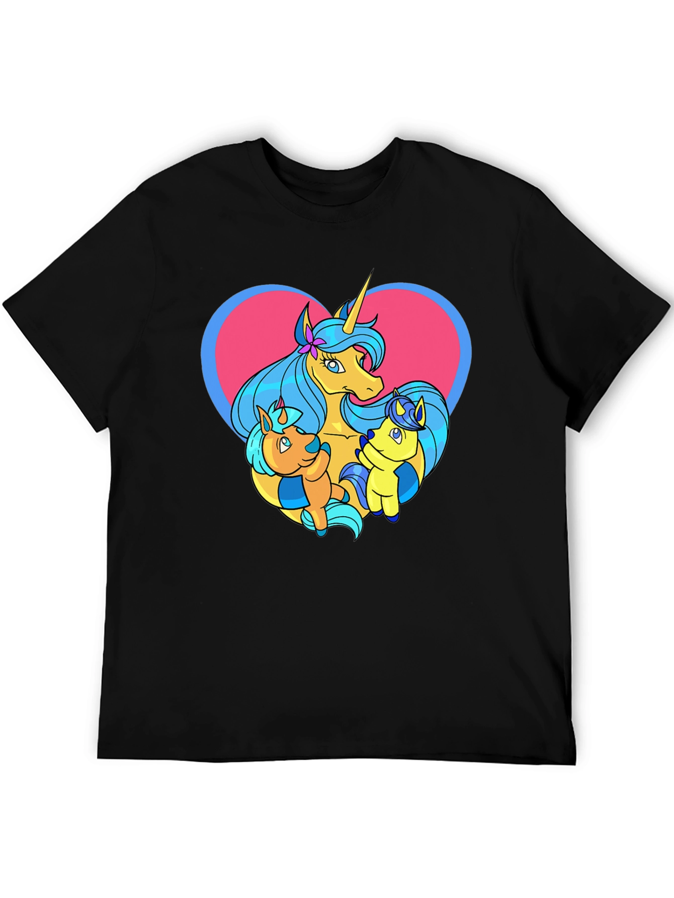 Black Unicorn Family Graphic Tee - Cute Cartoon T-Shirt view 5