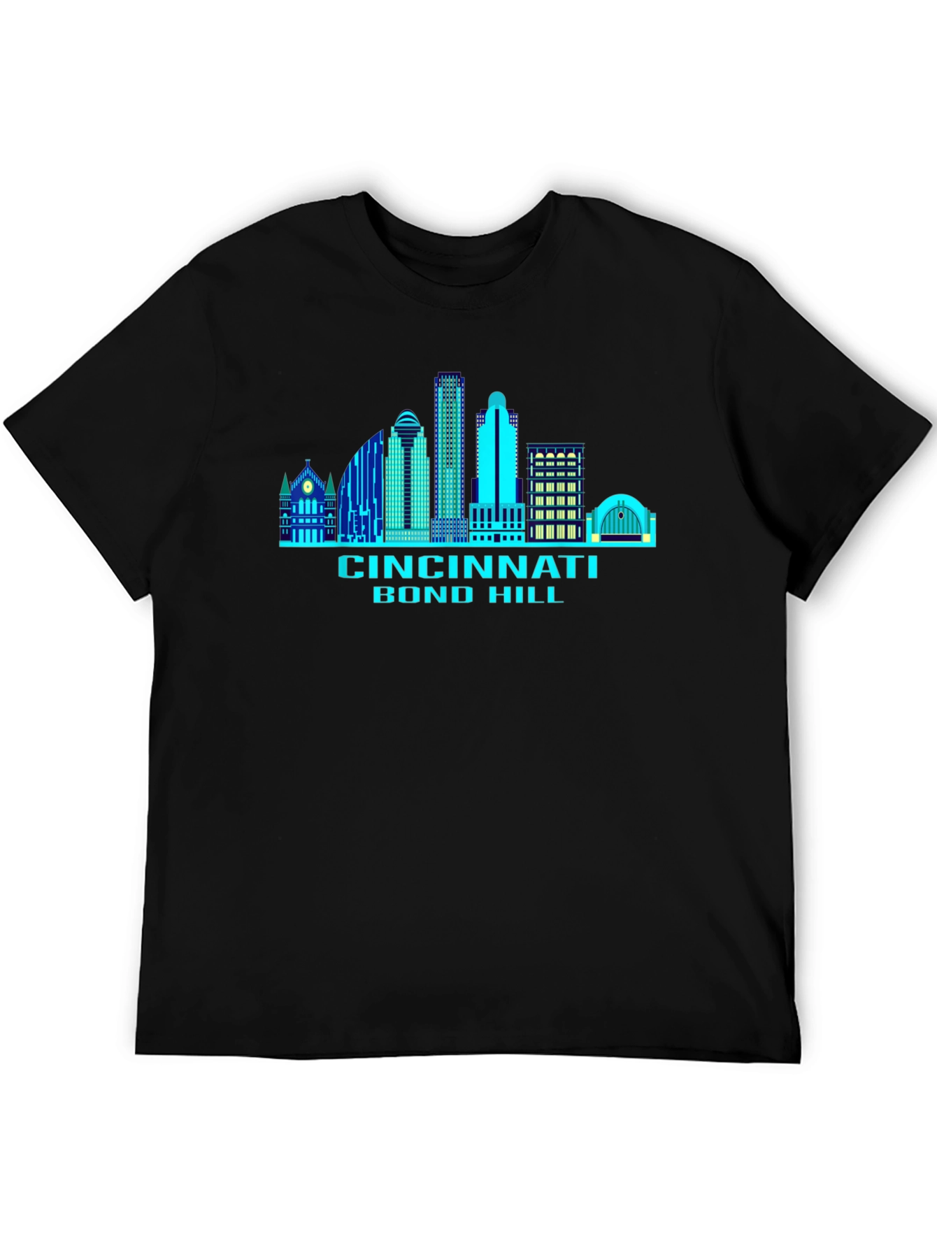 Black Cincinnati Skyline T-Shirt - Bond Hill view 5
