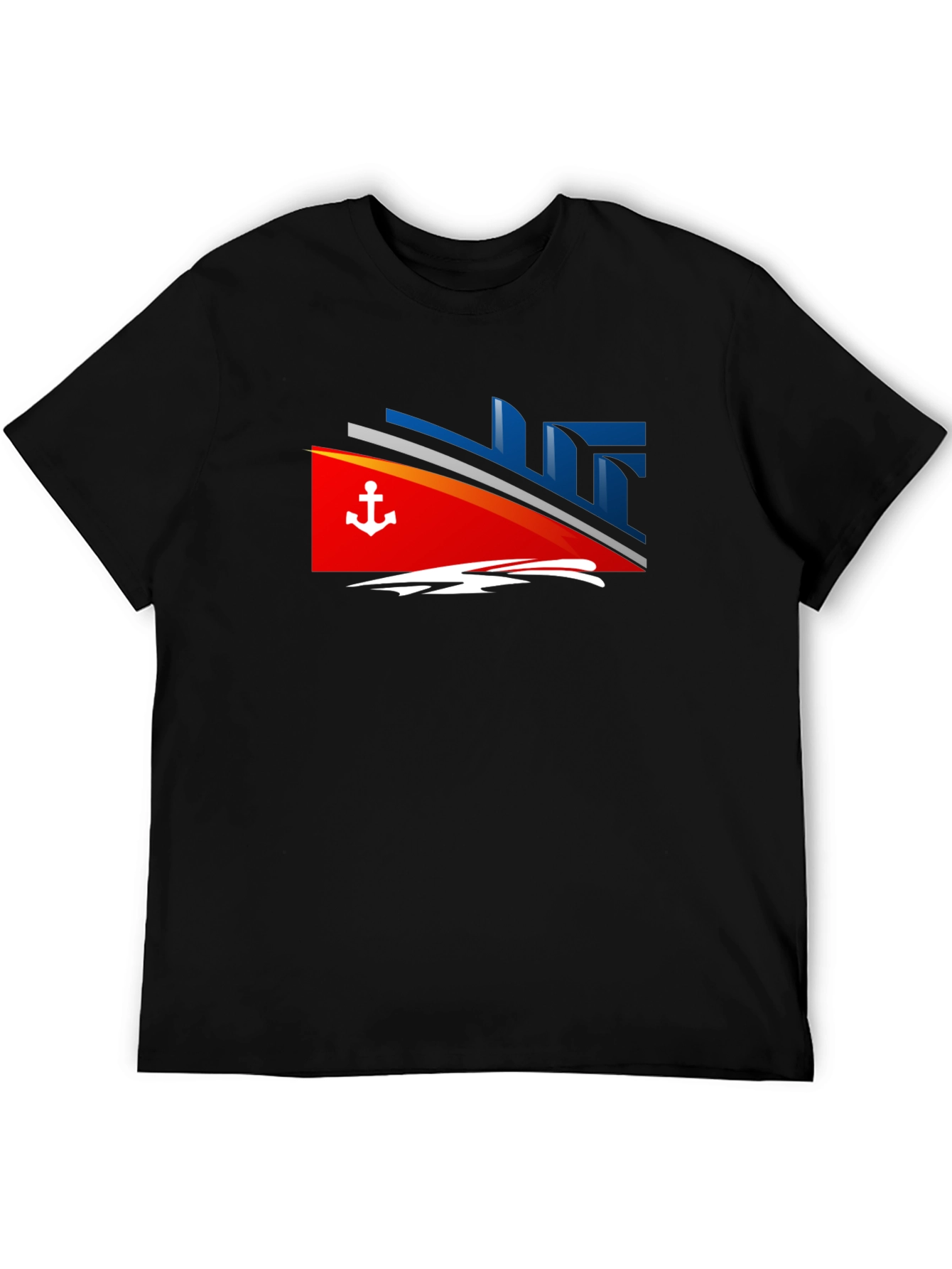 Black Nautical Cruise T-Shirt - Anchor Design view 5