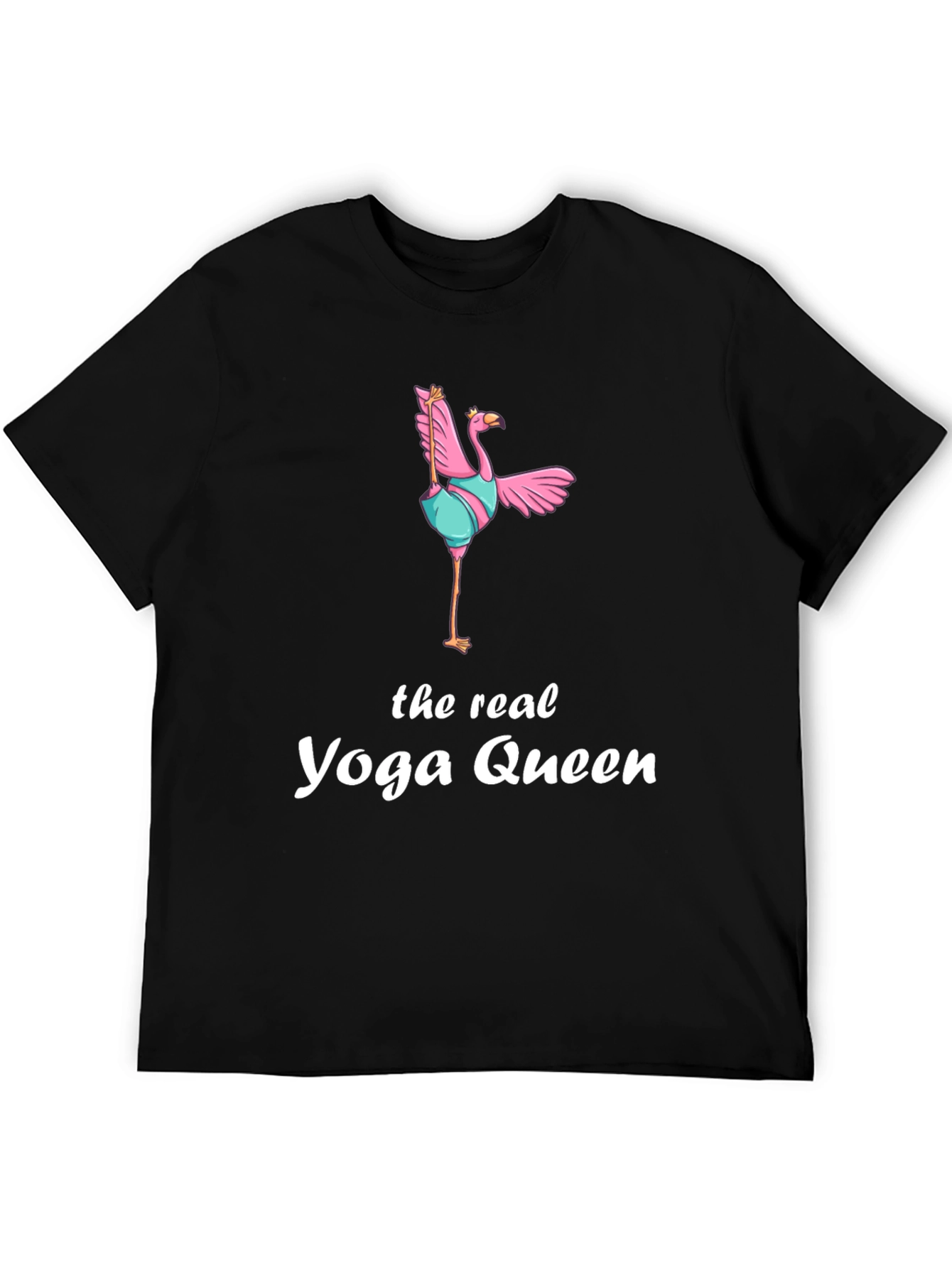 Black Yoga Queen Flamingo Graphic T-Shirt view 5