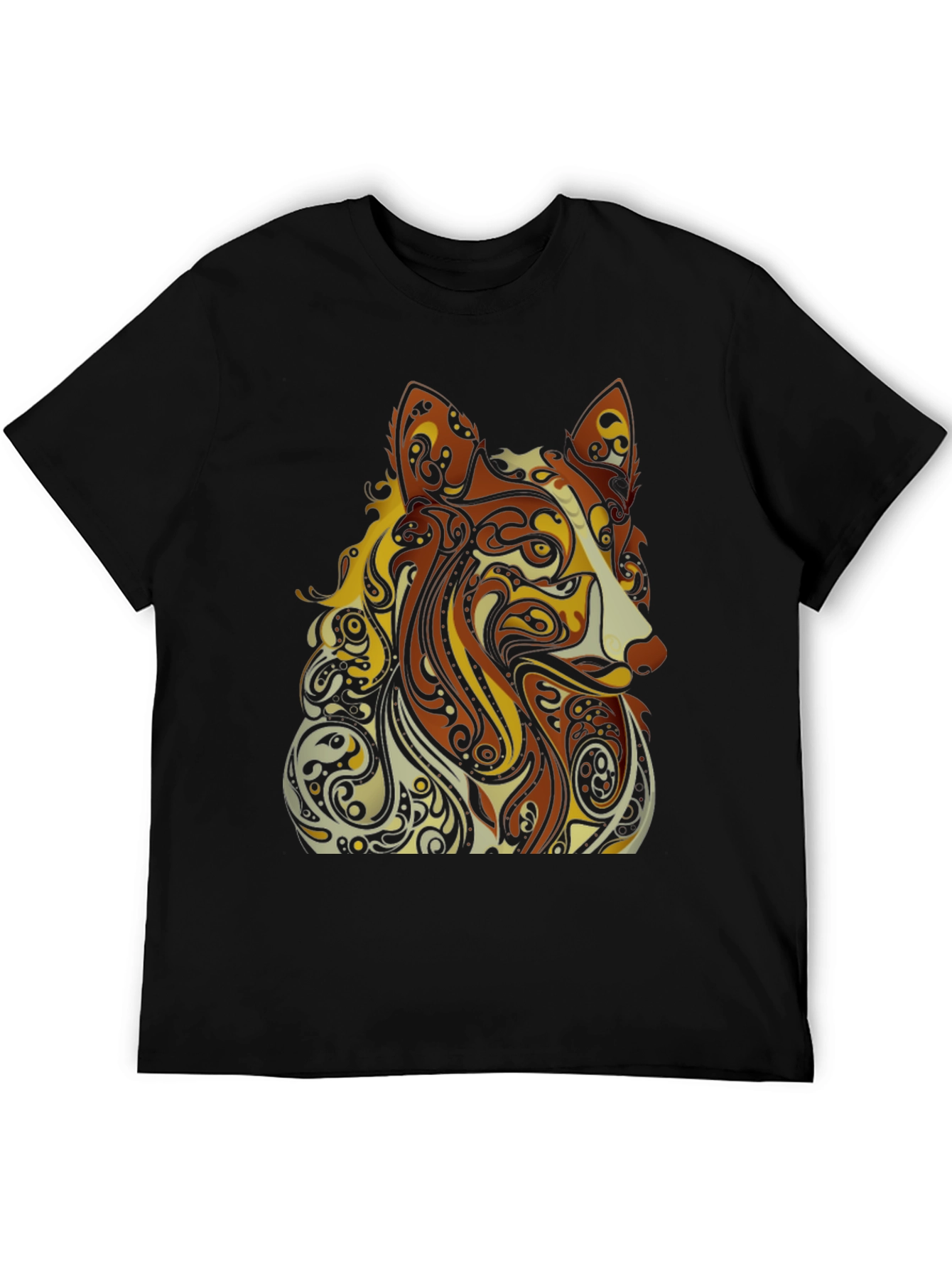 Black Abstract Dog Graphic Black T-Shirt - Artistic Style view 5