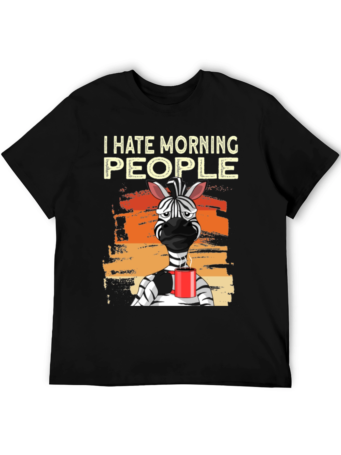 Black I Hate Morning People Zebra Graphic Tee view 5