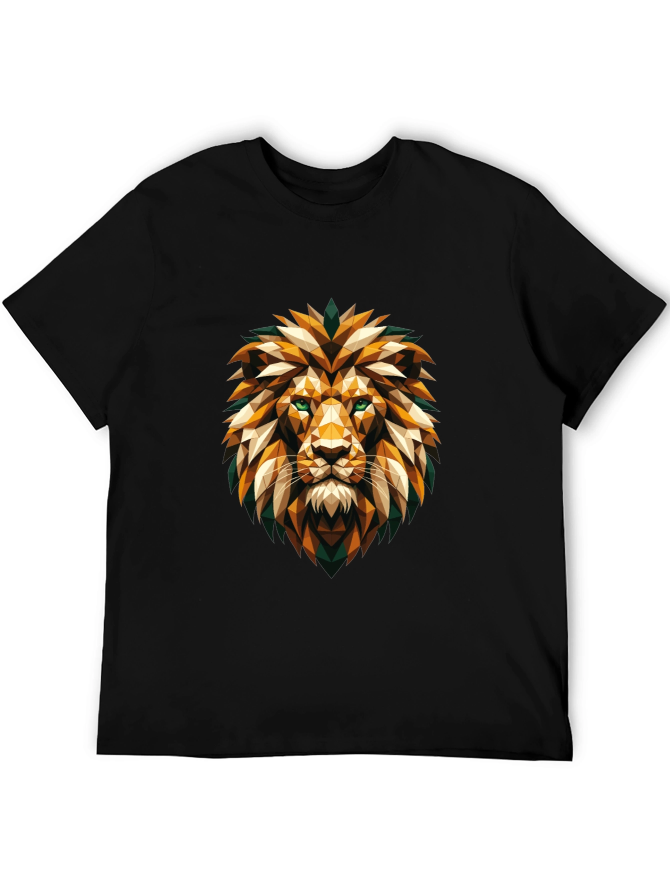 Black Geometric Lion Head Graphic Tee - Cool Stylish Design view 5