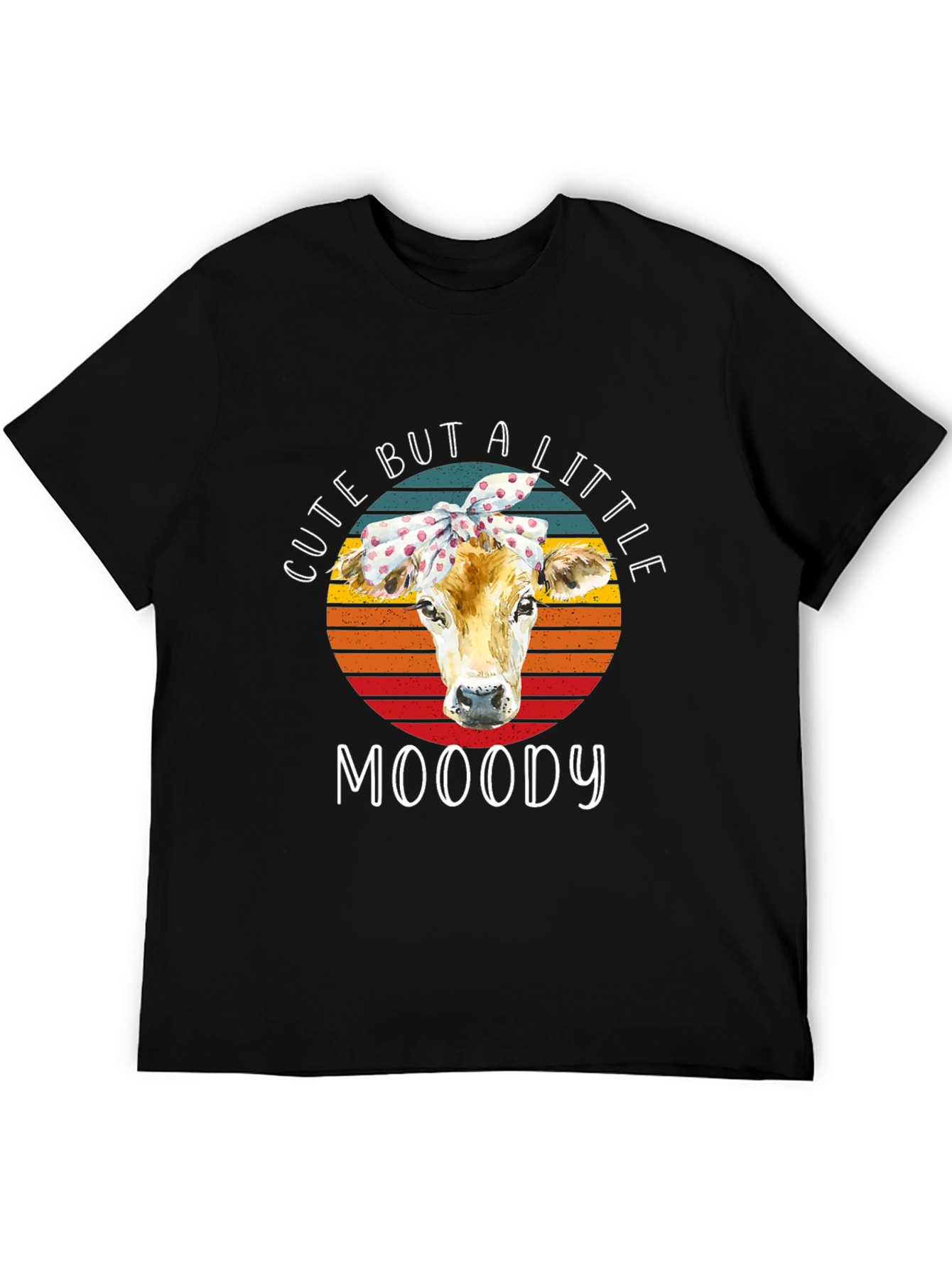 Black Cute But A Little Mooody Cow Graphic Tee view 5