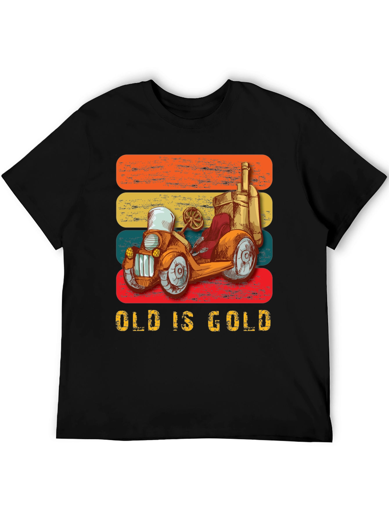Black Vintage Car Graphic T-Shirt - Old is Gold view 5