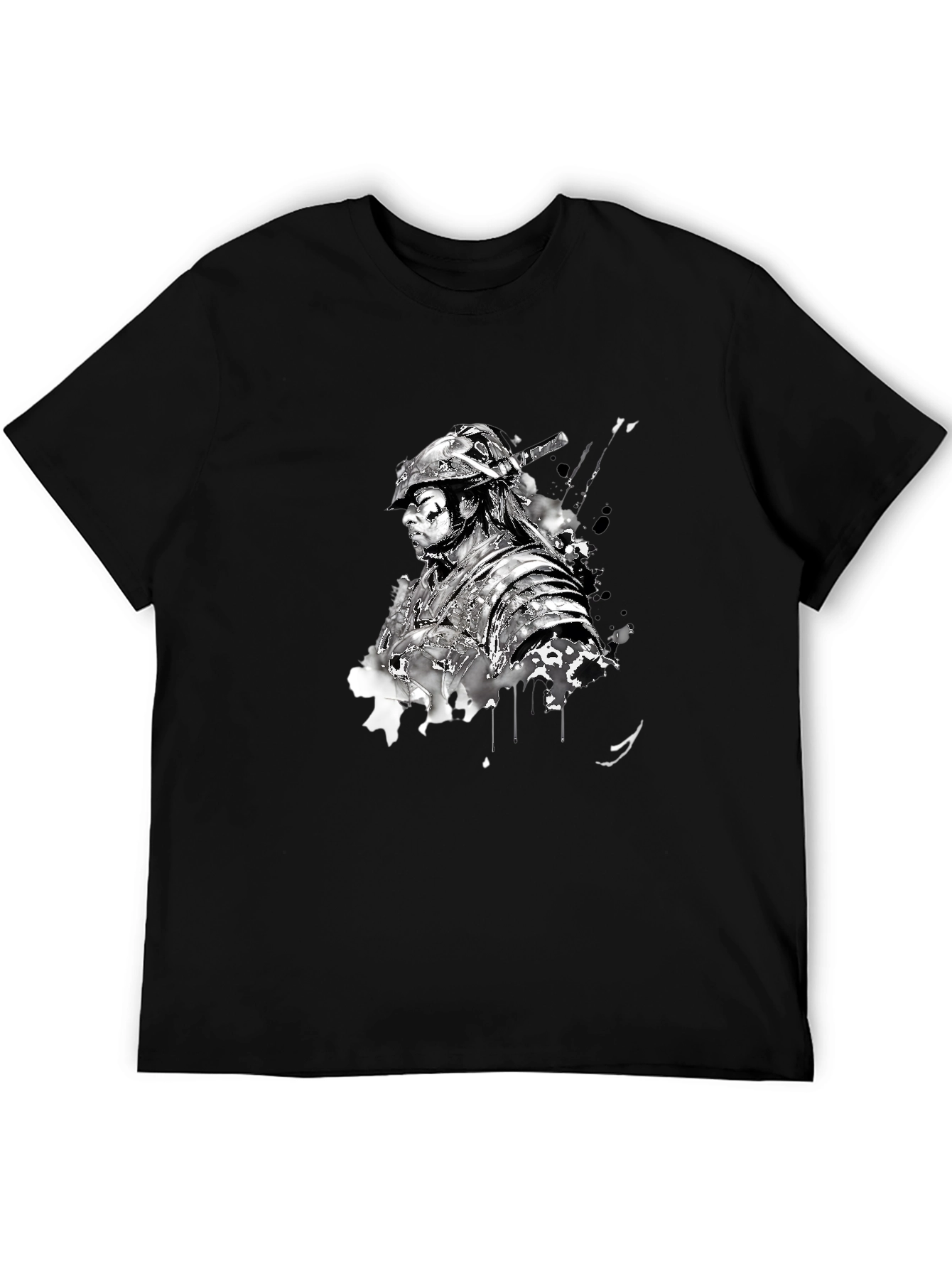 Black Samurai Graphic Print Black T-Shirt view 5