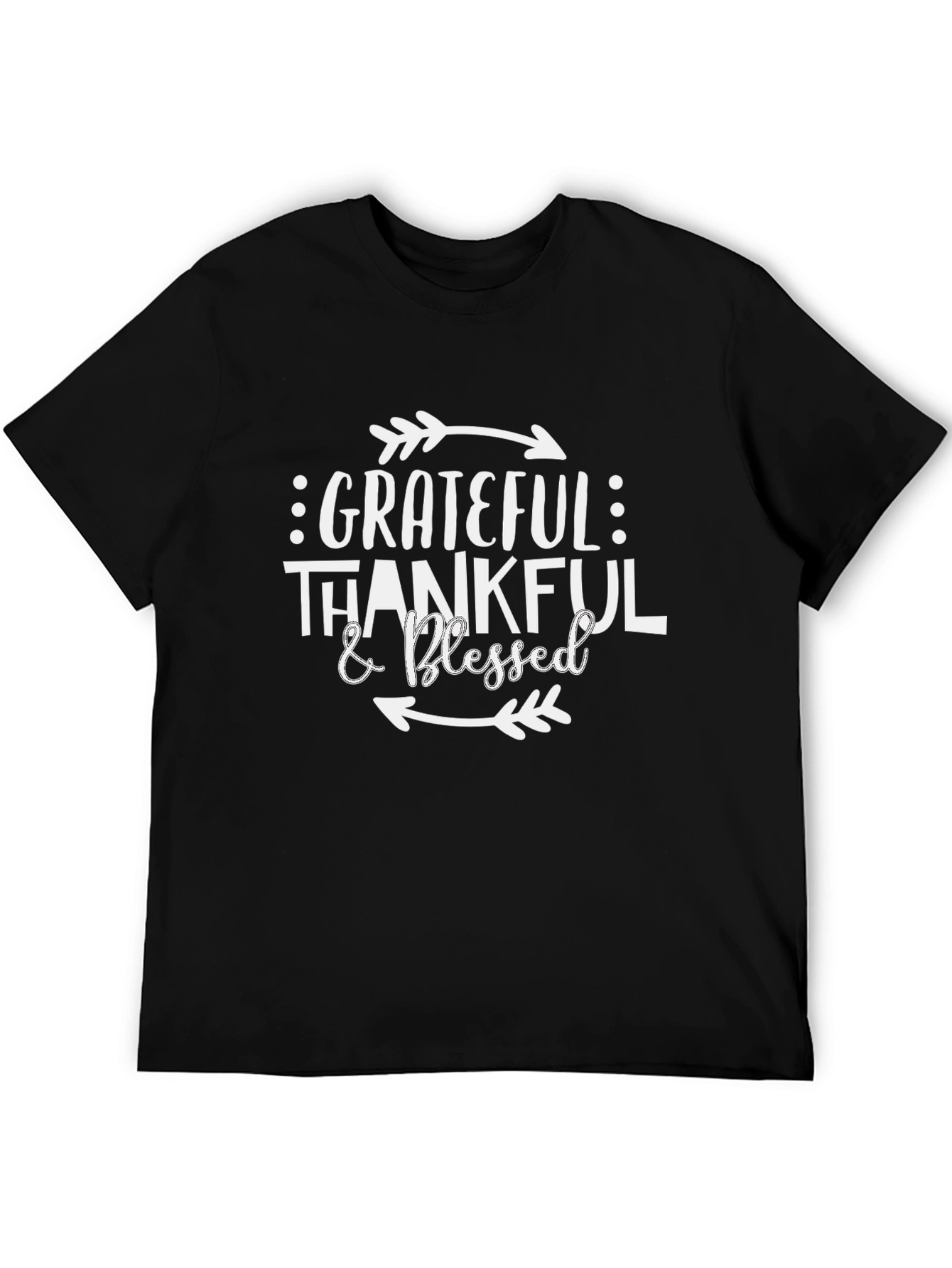 Black Grateful Thankful & Blessed Graphic Tee - Black view 5