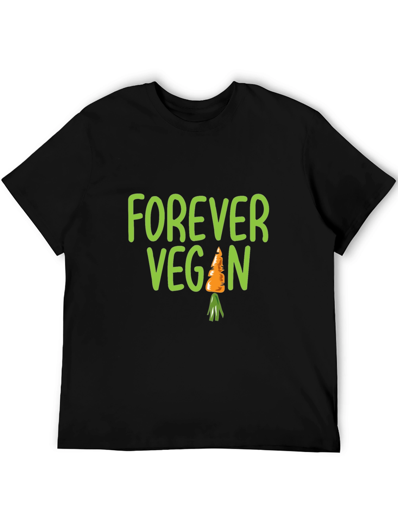 Black Forever Vegan Carrot T-Shirt - Unisex Black Tee view 5