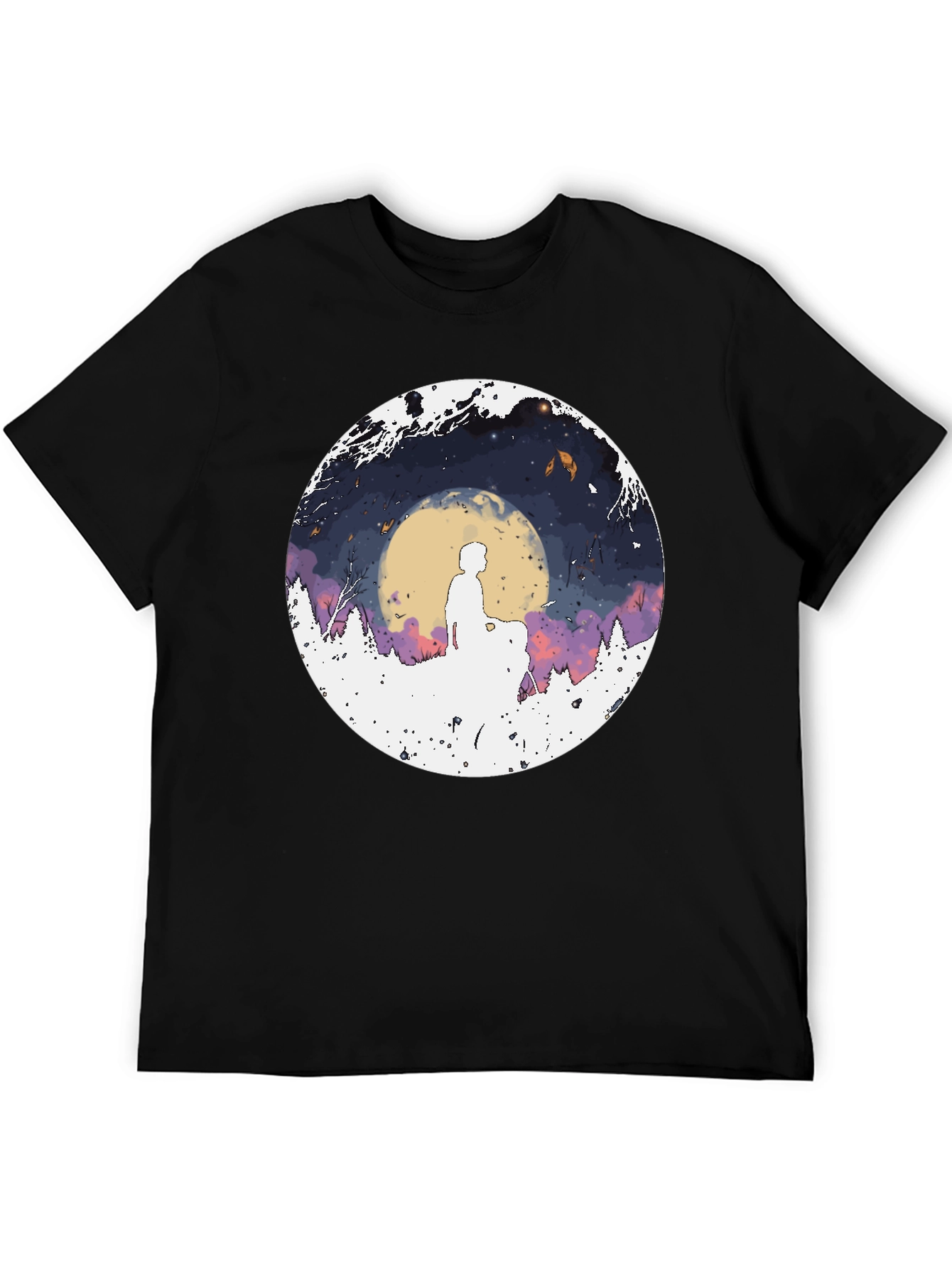 Black Silhouette Moon Graphic Men's Tee view 5