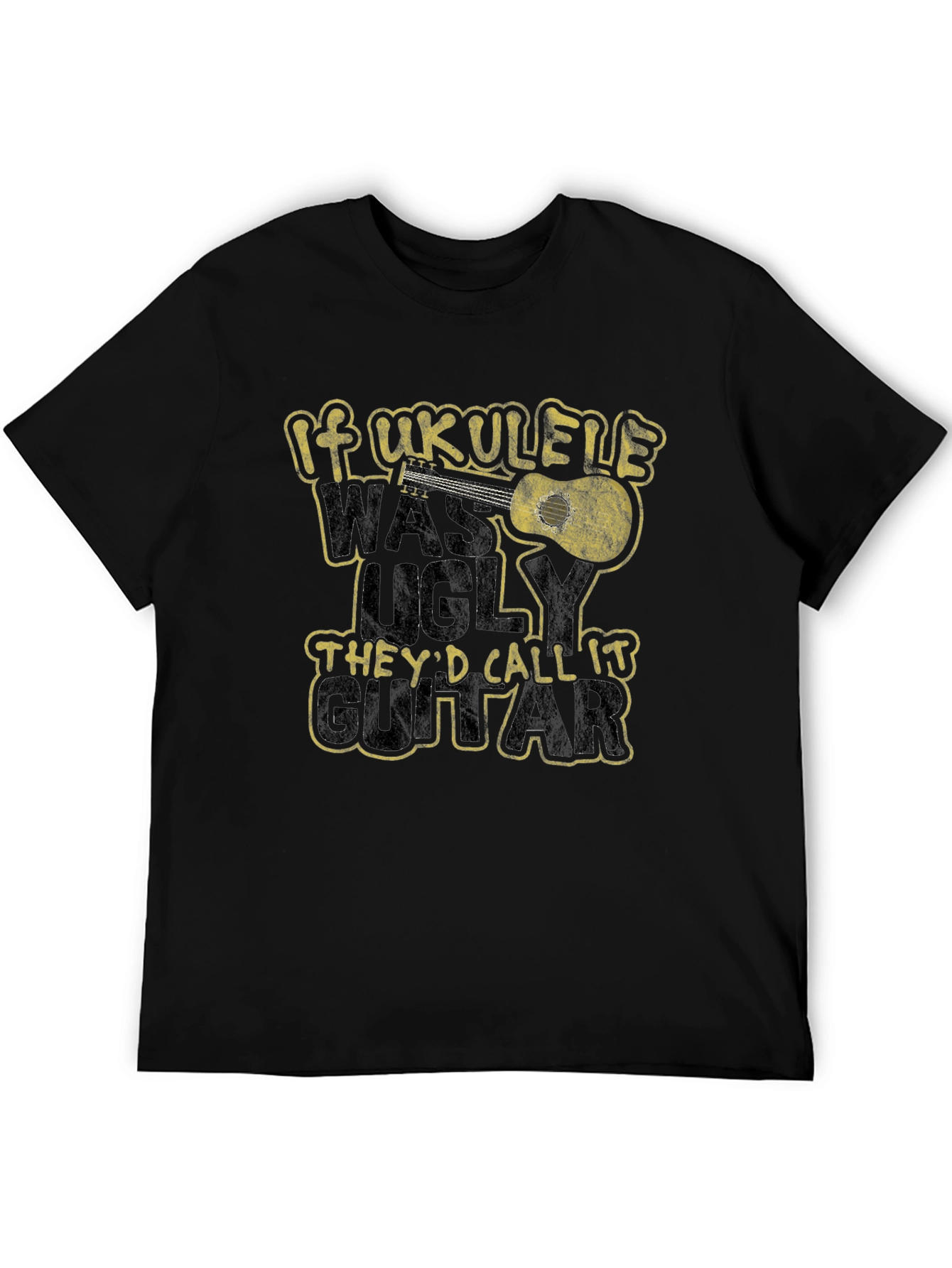 Black If Ukulele Was Ugly T-Shirt view 5