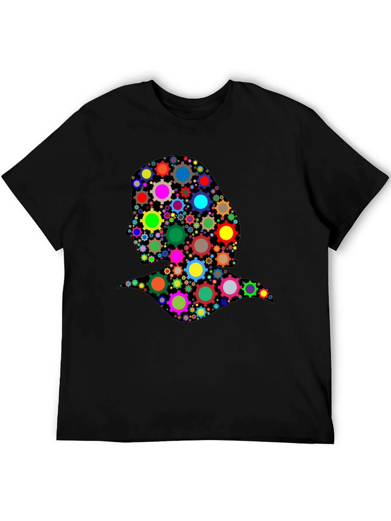 Black Abstract Woman T-Shirt - Colorful Gear Design view 5