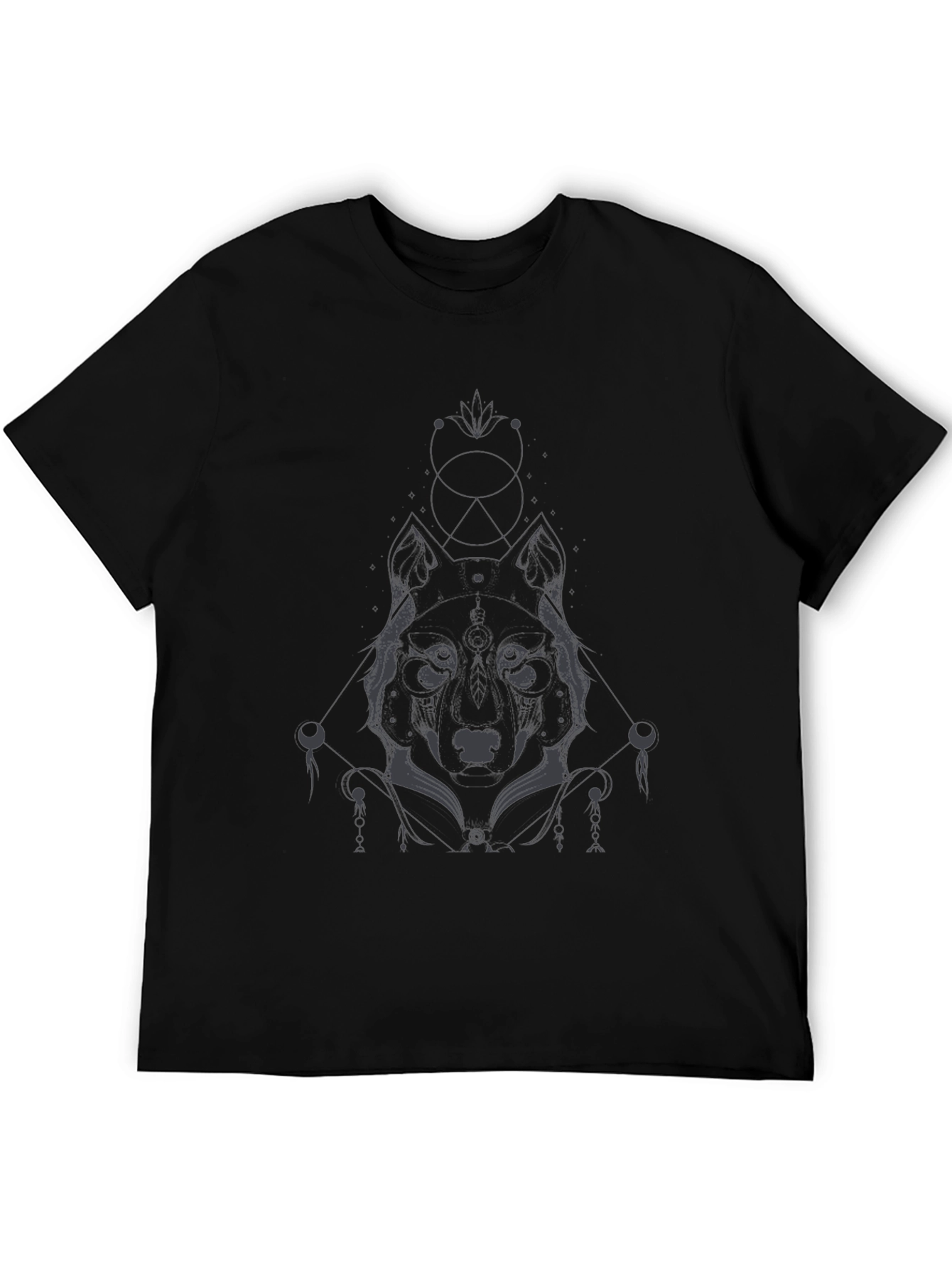 Black Men's Black Wolf Graphic Tee - Modern & Stylish view 5