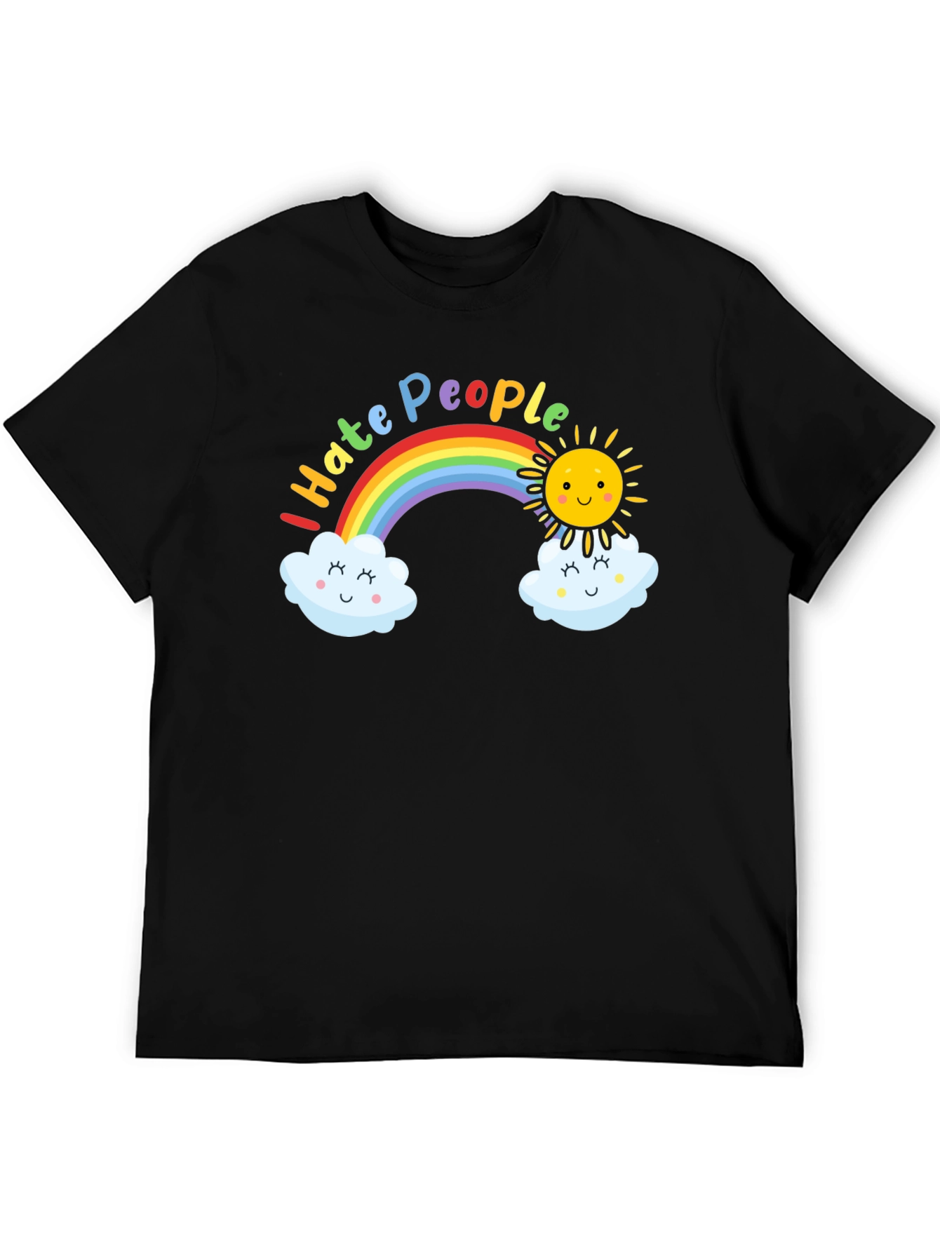 Black I Hate People Rainbow Graphic T-Shirt view 5